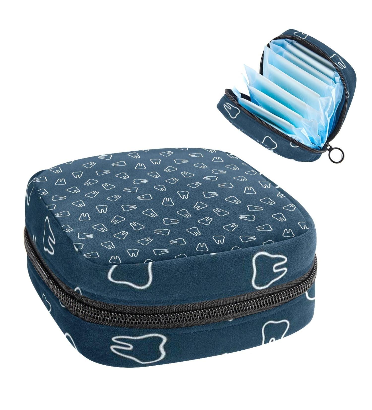 Teeth Print Pattern Sanitary Napkin Storage Bag - Menstrual Cup & Nursing Pad Holder - Portable Period Kit Bag (Color 4) - Buy Online on GoSupps.com