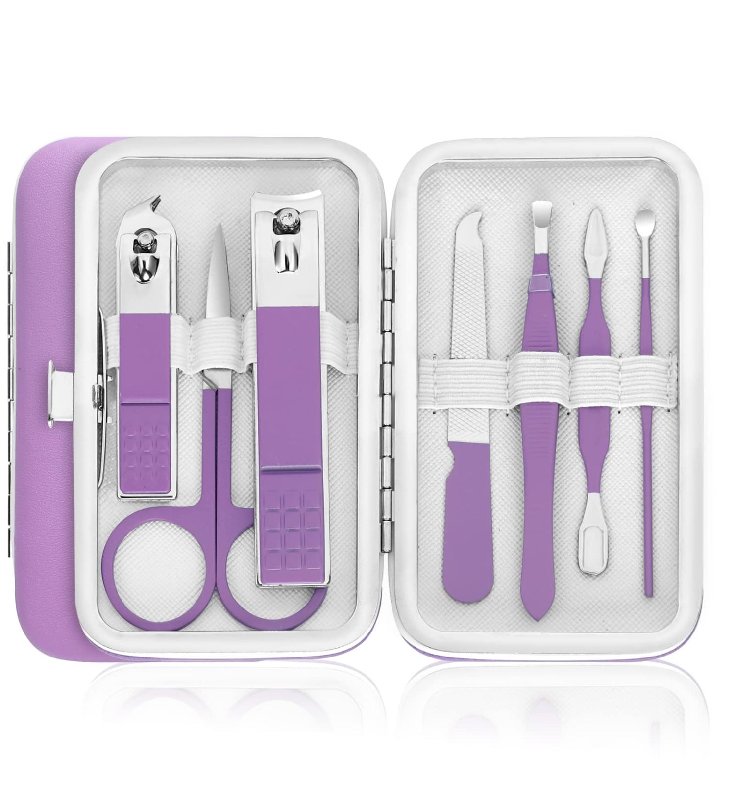 8Pcs Manicure Kit for Women with Nail Clippers and Travel Case - Perfect Gift for Girlfriend, Wife, Parents - Buy Online on GoSupps.com