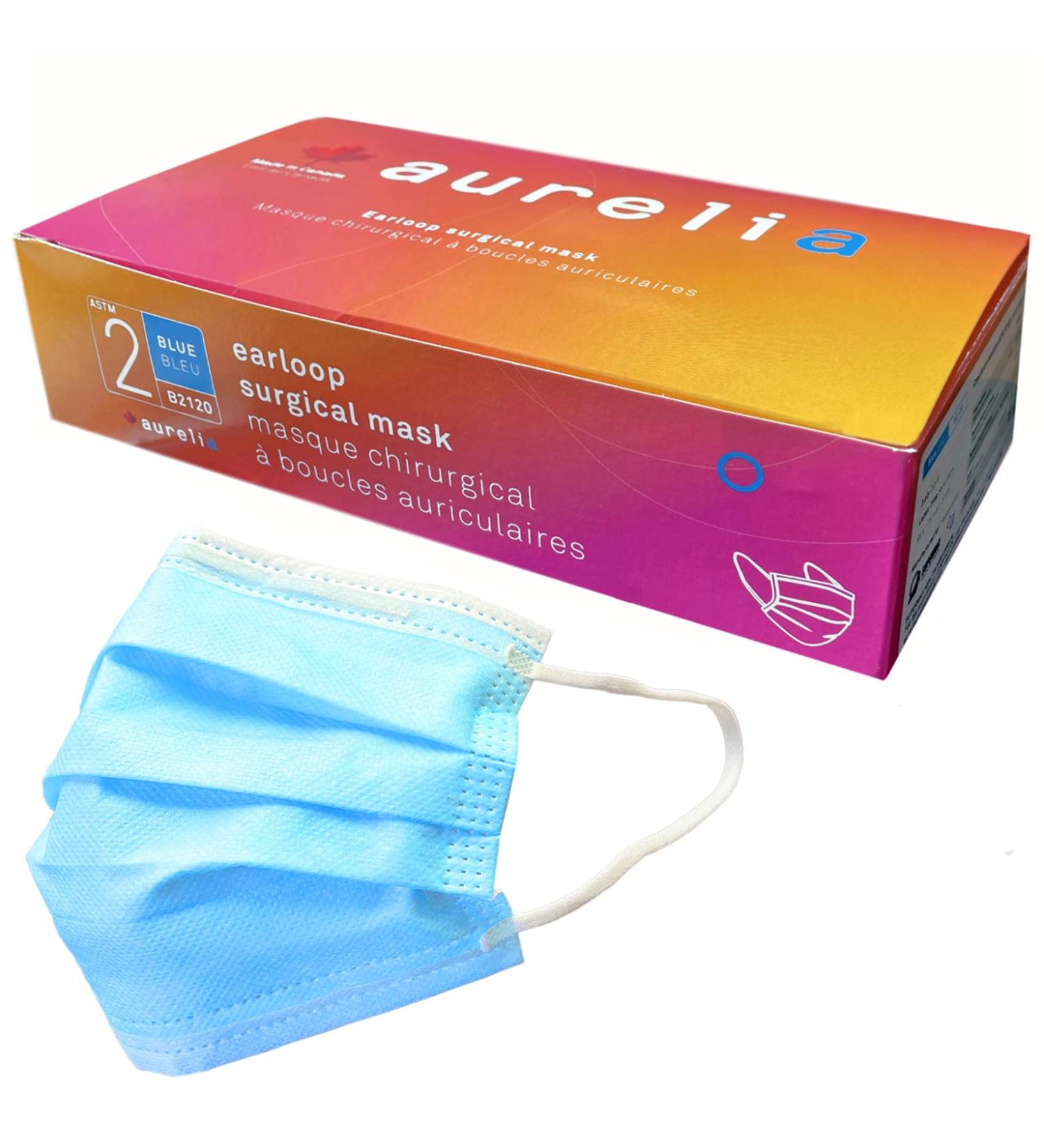 Aurelia - Level 2 Disposable Face Masks Breathable Made in Canada - 20 Units 3 Ply Layer (1 x 20 Count) - Buy Online on GoSupps.com
