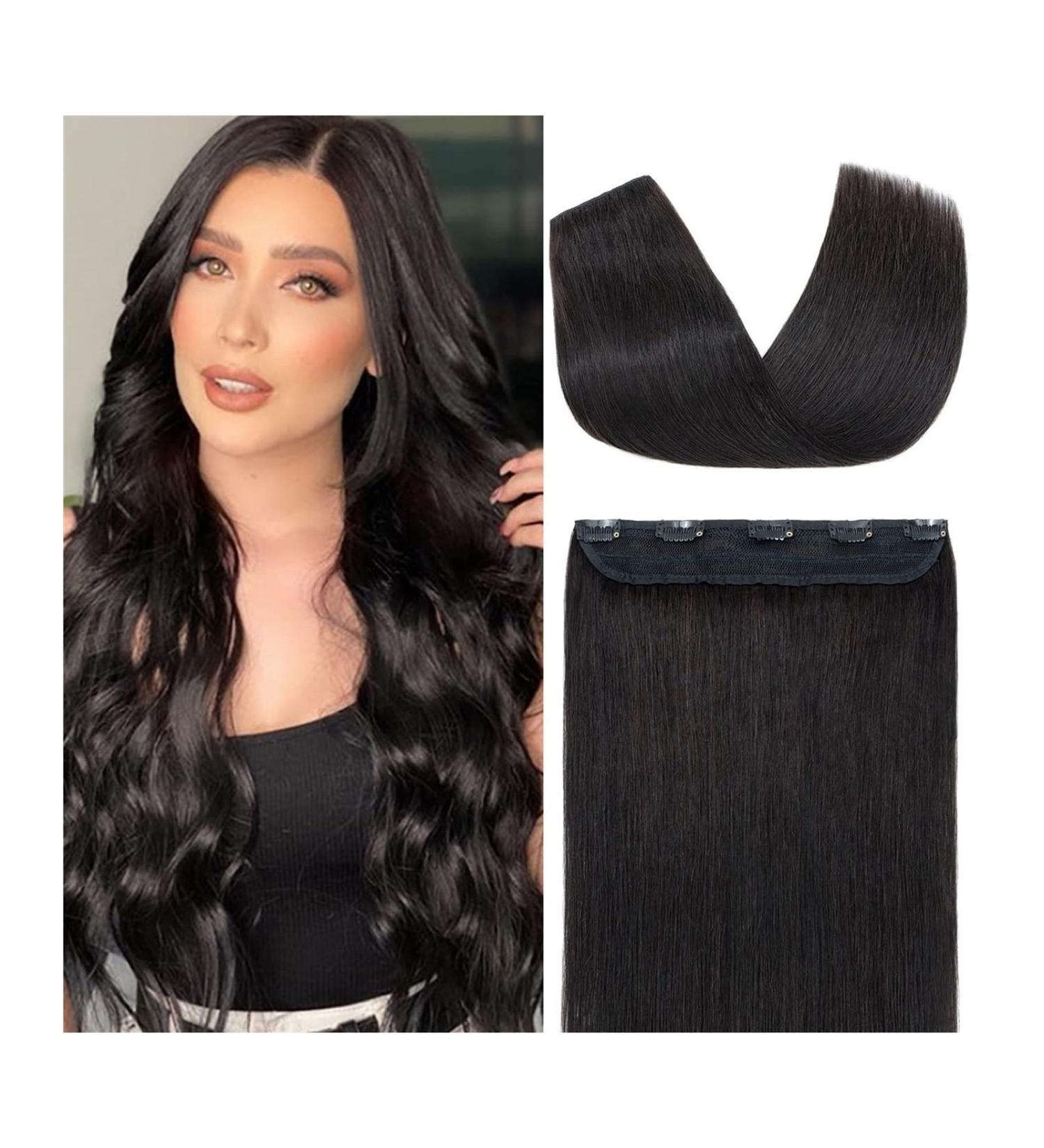 Hair Extensions Hair Extensions Real Human Hair - One Piece Straight Soft One Piece Natural Human Hair Extensions Remy Hair Extensions Clip on 120gram for Women Natural Human Hair(26 inches) 26 inches 120g/Set - Buy Online on GoSupps.com