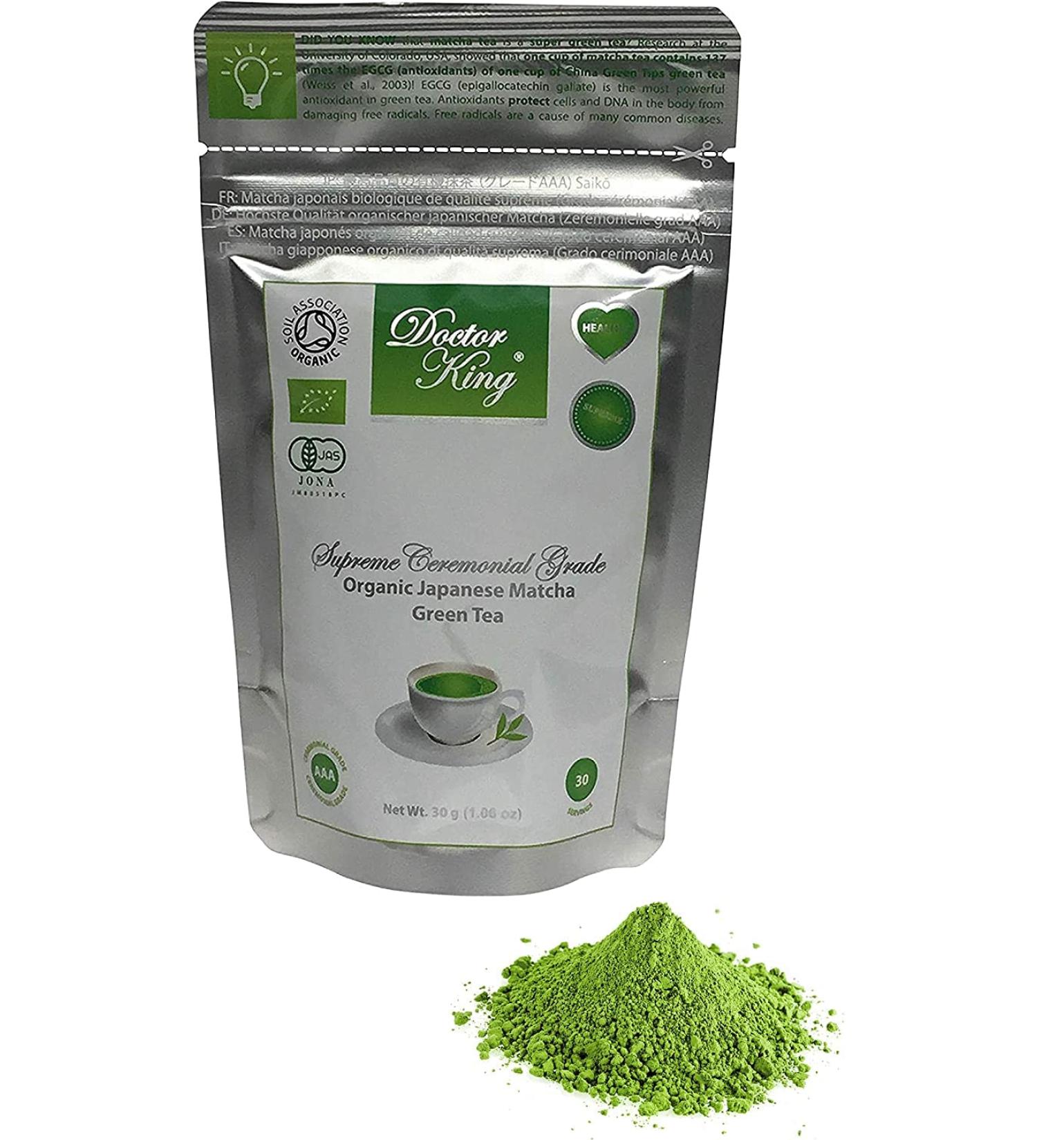 DOCTOR KING Supreme Ceremonial Grade Organic Japanese Matcha Green Tea | Top Grade: Ceremonial Grade AAA (The BEST Ceremonial Grade Matcha Available) | Made in Japan | Net Weight 30 g