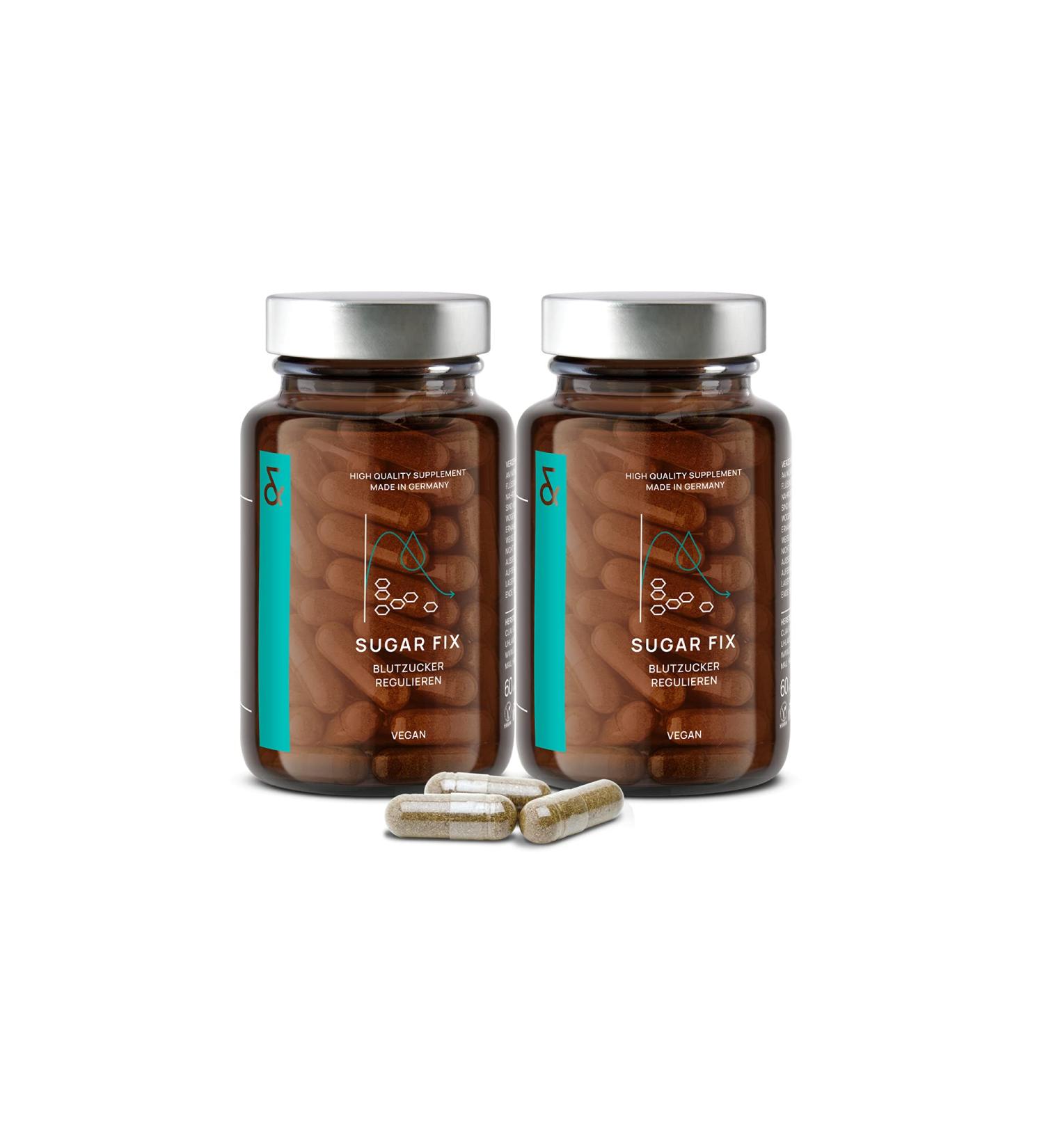 2x n 9 Sugar Fix: High Dose 400mg Cinnamon Capsules for Blood Sugar Balance - Vegan Supplement with Chromium Zinc Bitter Melon & Jambulbaum - 120 Count - Buy Online on GoSupps.com