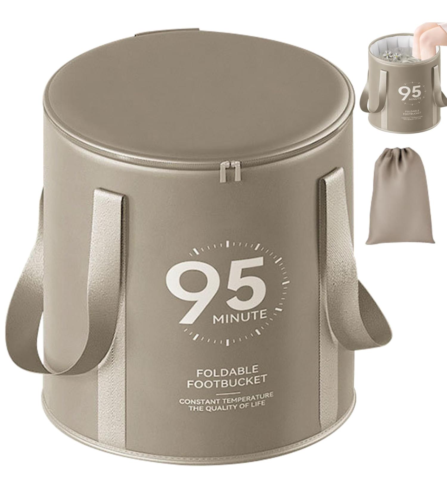 Collapsible Foot Bath with Zippered Lid Portable Foot Soaking Bucket Heat Retaining Non-slip Foot Bath Tub Foldable Pedicure Bag for Home Outdoor Grey - Buy Online on GoSupps.com