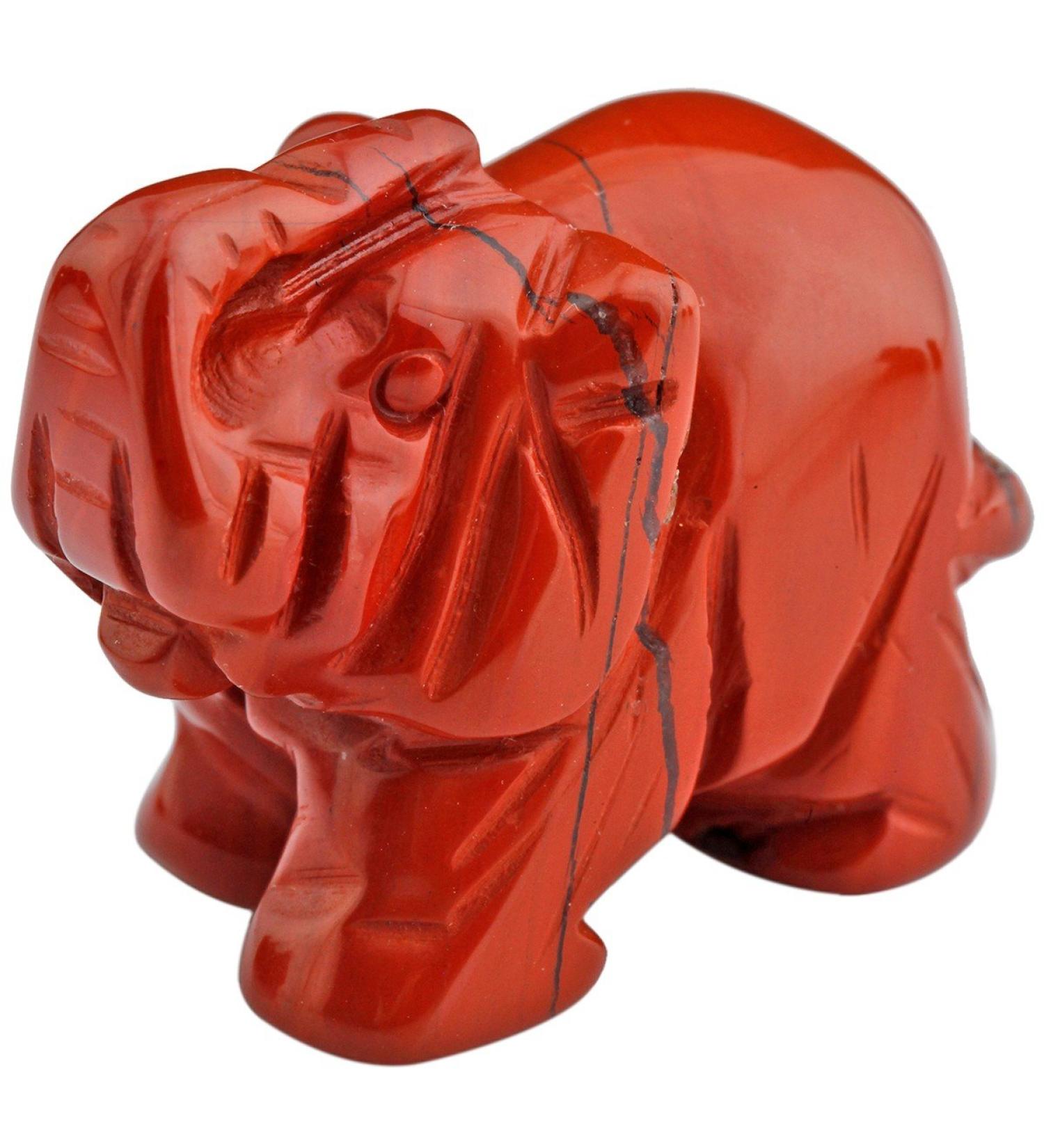 Natural Red Jasper Elephant Figurine | Healing Crystal Reiki Statue Home Decor - Buy Online on GoSupps.com