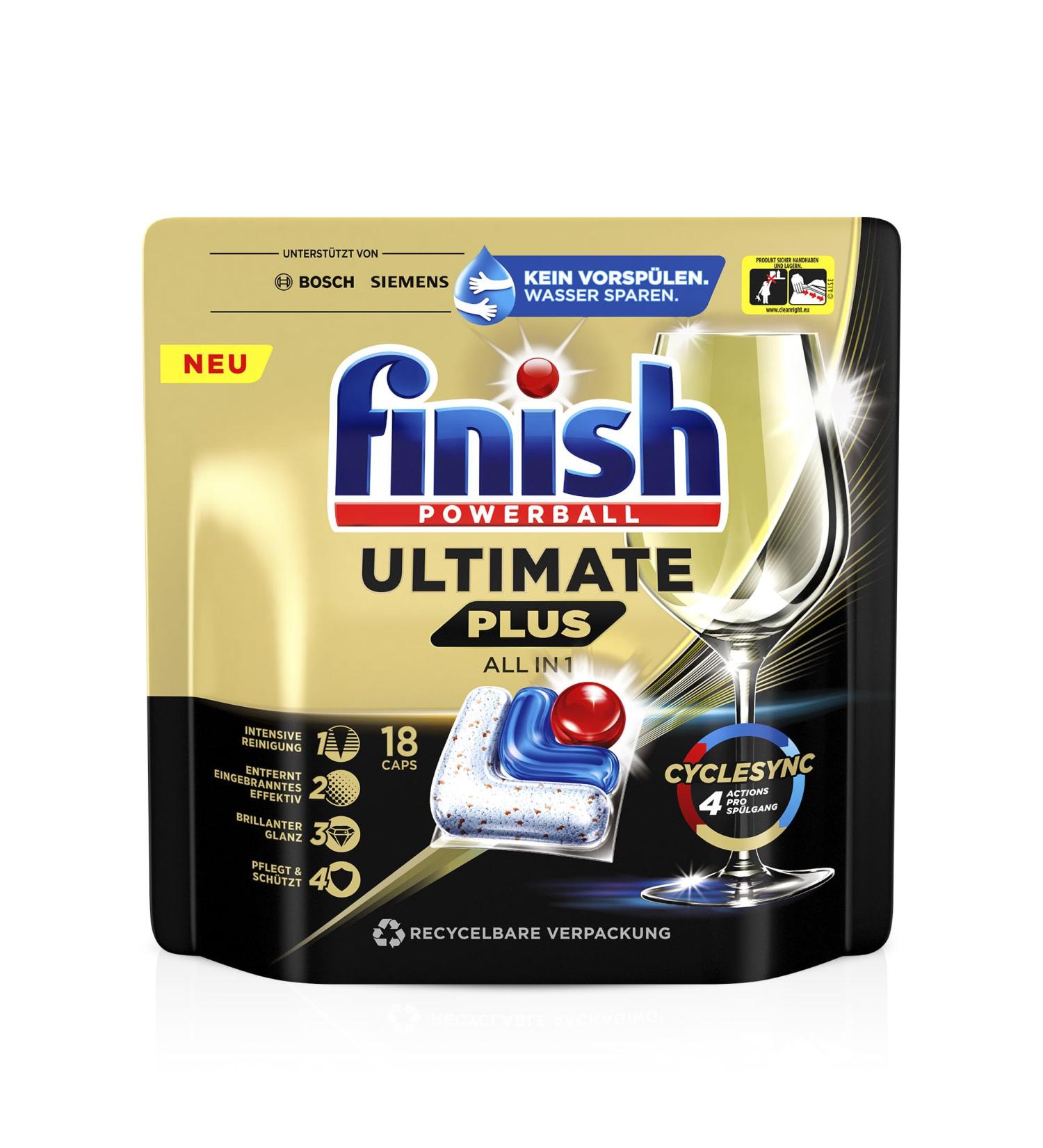 Buy Finish Ultimate Plus Dishwasher Tabs - Intensive Cleaning Shine & Fatty Residue Removal - 18 Tabs - International Shipping Available - Buy Online on GoSupps.com