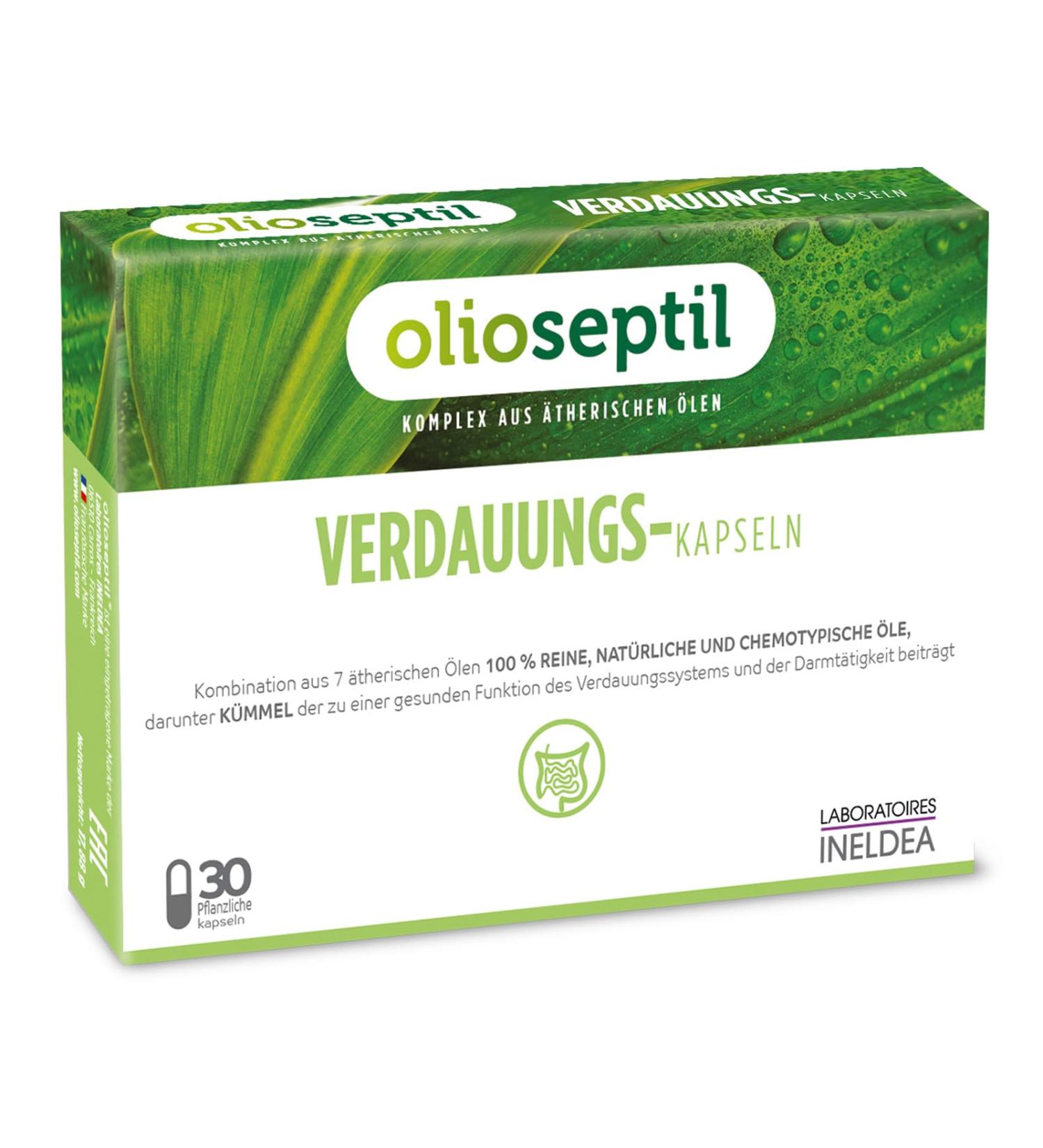 Olioseptil-digestive capsules-complex of pure essential oils-vegetable L-VCAPS capsules-from 15 years-contributes to a healthy function of the digestive system at-30 capsules