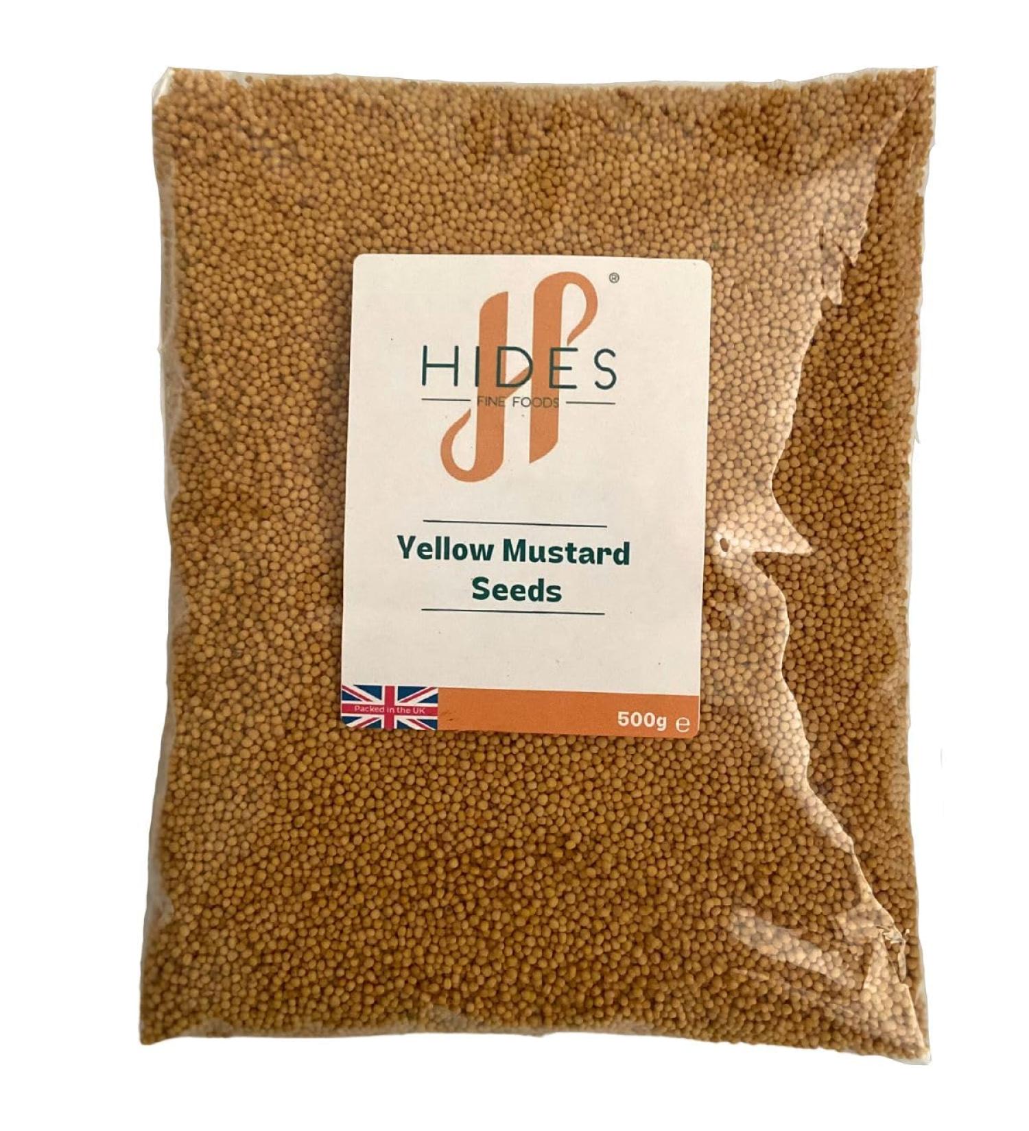 Hides Fine Foods Yellow Mustard Seeds 500g - GMO Free, Vegetarian Friendly Spice Staple for Marinades, Rubs, Sauces, Dressings, Curries & Condiments - Buy Online on GoSupps.com