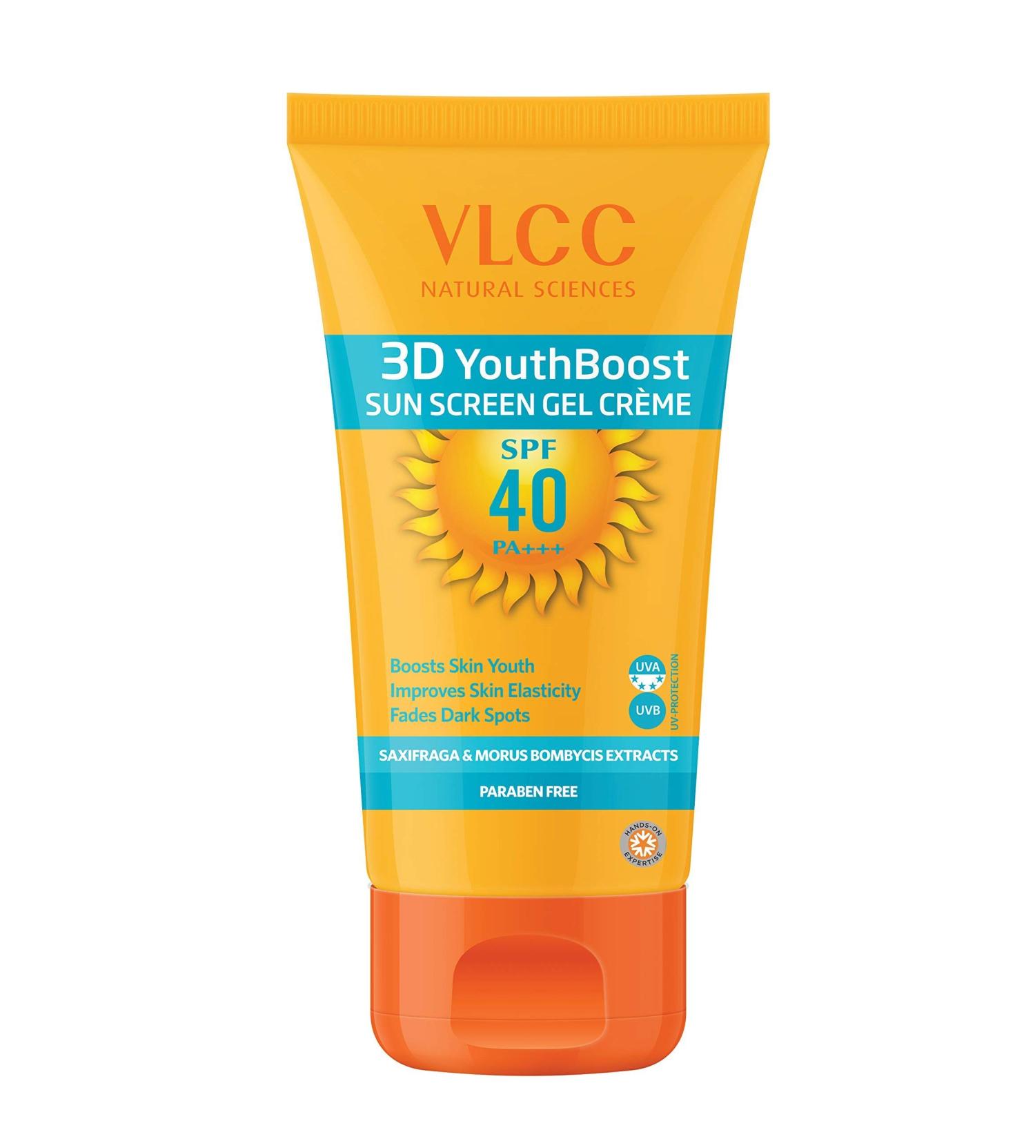 VLCC 3D Youth Boost SPF40 Sun Screen Gel Creme (100gm) - UV Protection for Youthful Skin - Buy Online on GoSupps.com