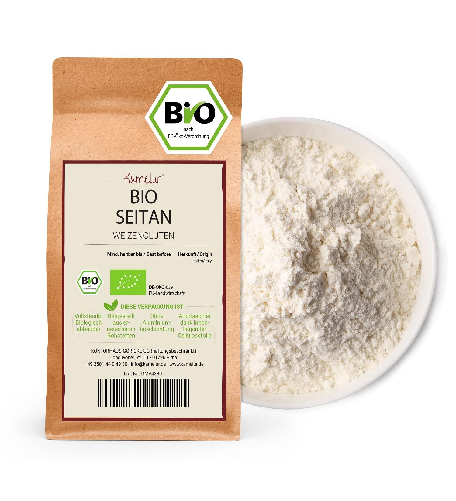 Organic Seitan Powder 1kg | Kamelur - Pure Wheat Gluten from EU Agriculture | Additive-Free Seitan Base - Buy Online on GoSupps.com