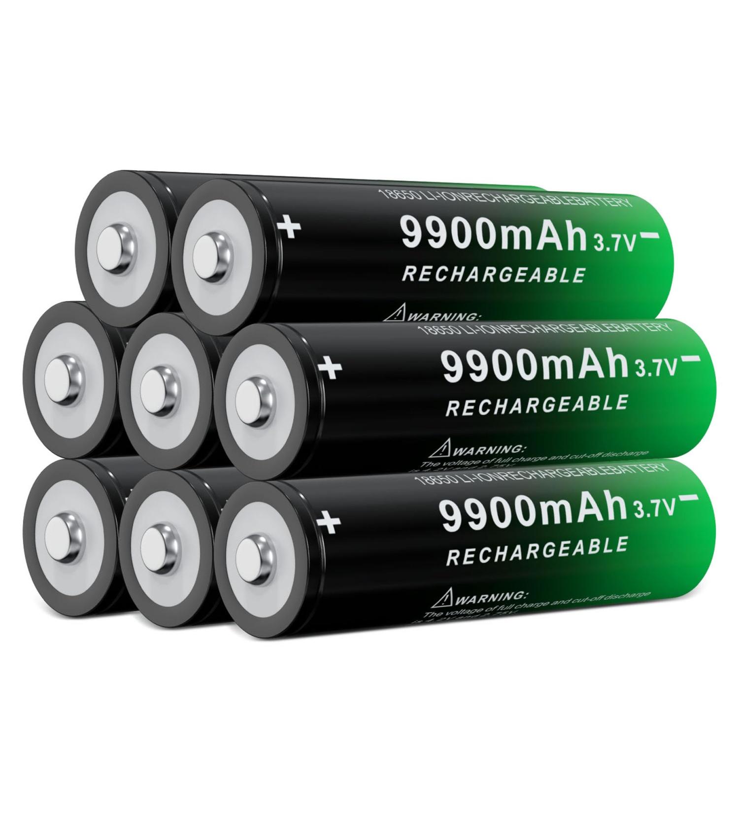 18650 Rechargeable Batteries 9900mAh - 8 Pack Li-ion Button Top for Headlamp & Flashlight | International Shipping - Buy Online on GoSupps.com