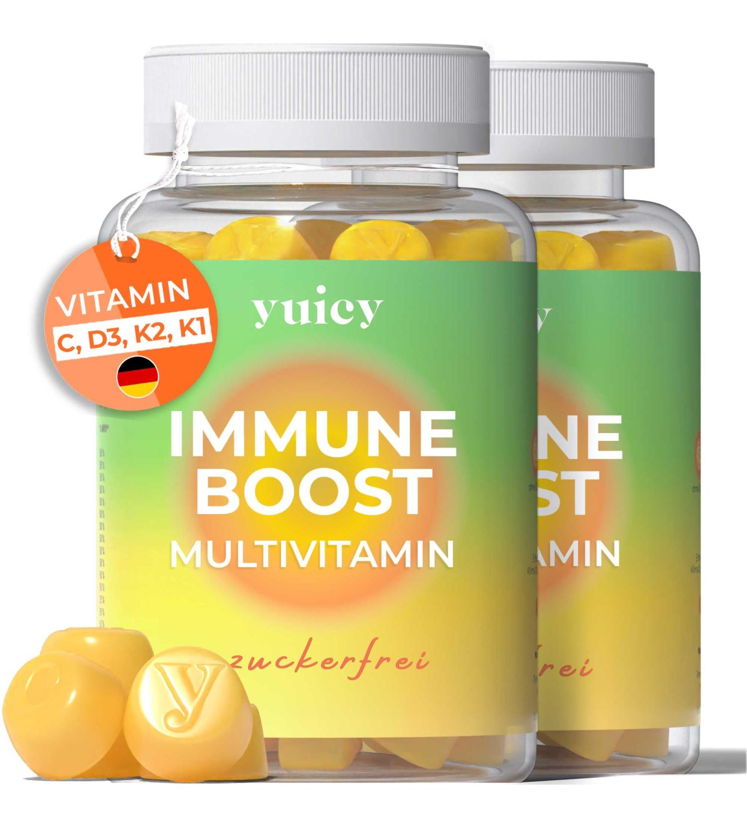 Yuicy Immune Boost Multivitamin Gummy Bears - High-Dose Vitamin D3 C K2 & K1 - 120 Count Double Pack for Immune Strengthening - Shop Internationally! - Buy Online on GoSupps.com