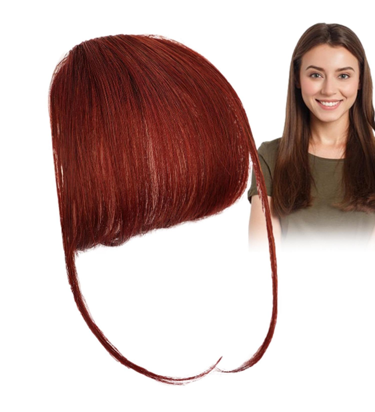 Clip In Bangs Bang Extension Wispy Bangs Clip In Clip On Bangs Human Hair French Bangs Clip On Hair Bangs Extensions Clip In Bangs Real Hair For Girls Women wine red - Buy Online on GoSupps.com