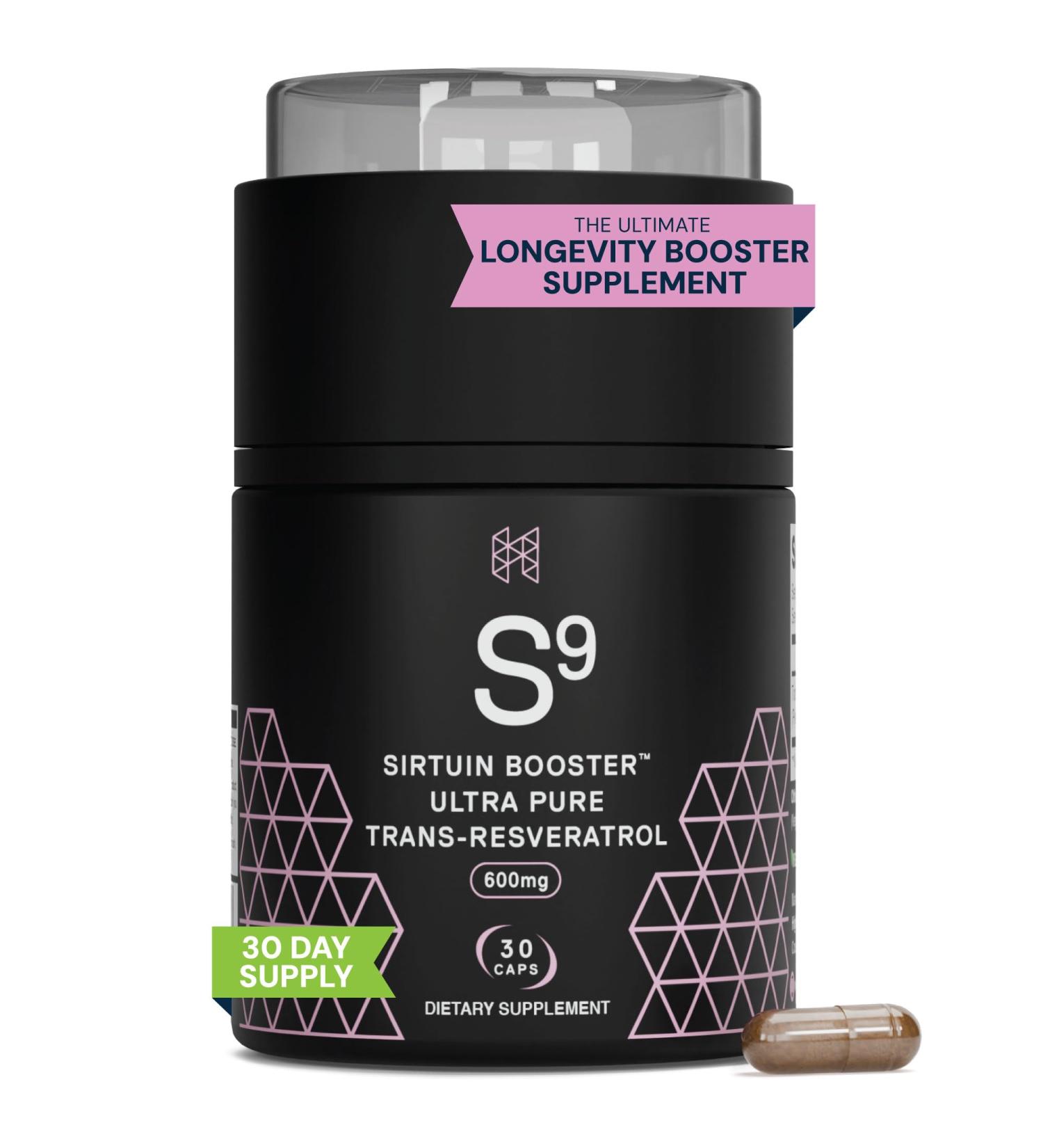 HPN S(9) Sirtuin Booster Ultra Pure Trans Resveratrol Healthy Aging Antioxidant Supplement High Performance Nutrition 30 Capsules - Buy Online on GoSupps.com