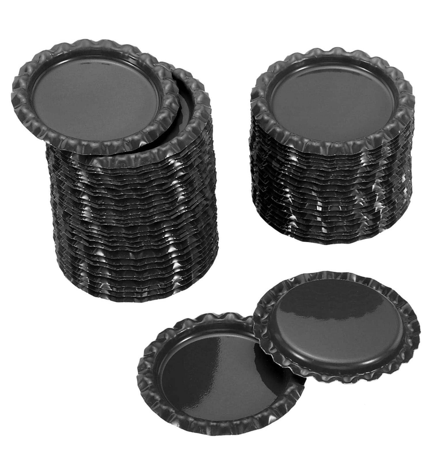 PATIKIL 1 Inch Flat Decorative Bottle Caps 50 Pack Craft Bottle Pendant Trays Double Sides Printed for DIY Pendants Craft Scrapbooks Black - Buy Online on GoSupps.com