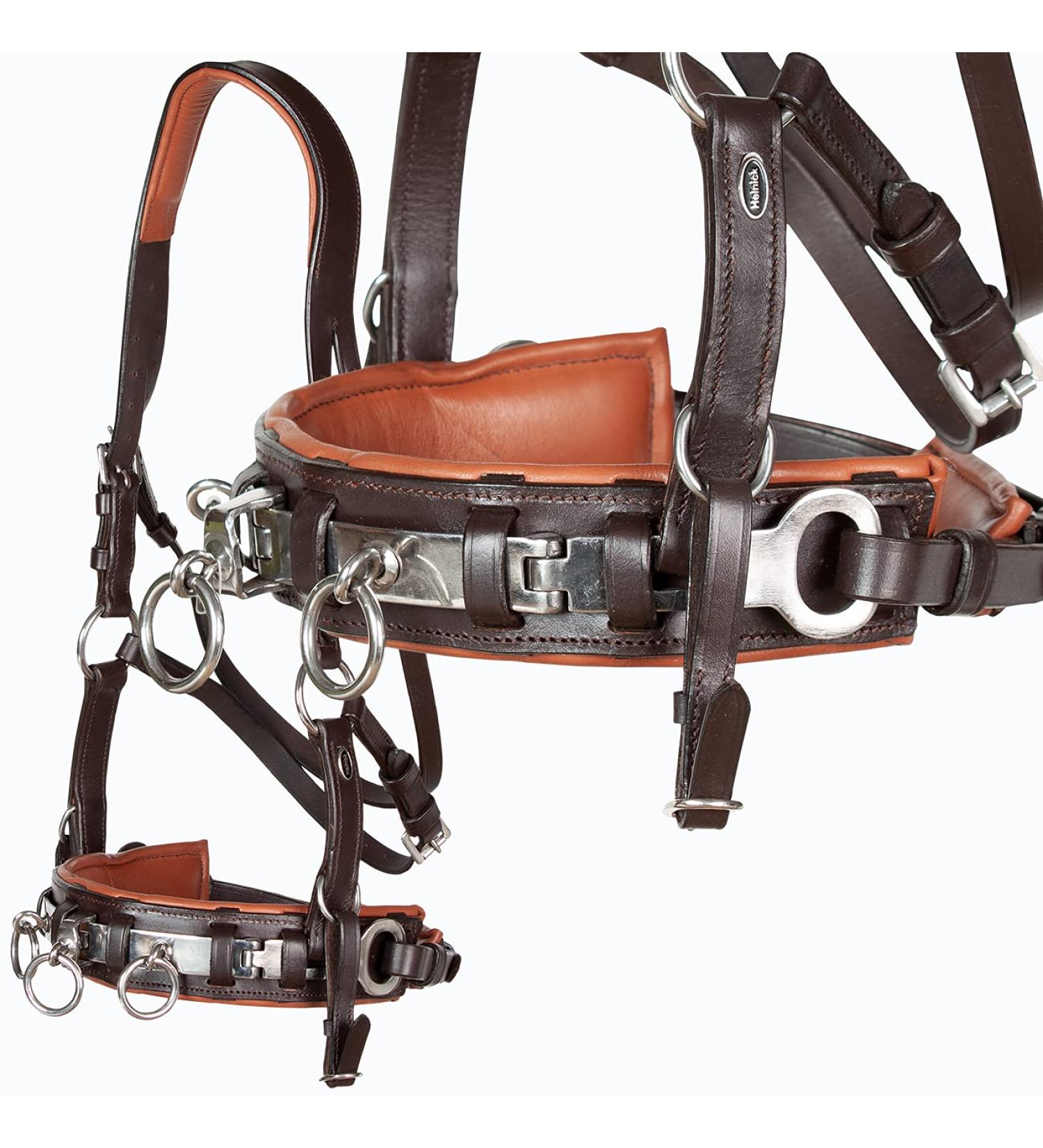 Heinick-Reitsport Professional Leather Cavesson with Bit Strap Nosepiece - Brown-Chestnut for Warmbloods | International Shipping Available - Buy Online on GoSupps.com