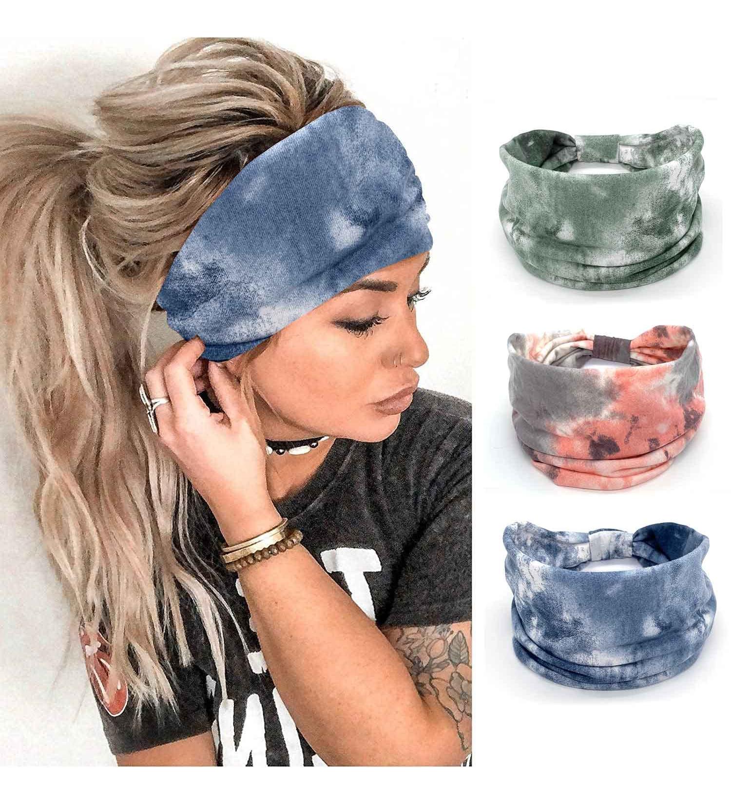 Jovono Boho Wide Bandeau Headbands Variety Pack for Women & Girls - Knotted Elastic Turban Stretch Headwraps for Yoga & Outdoor Activities - Buy Online on GoSupps.com