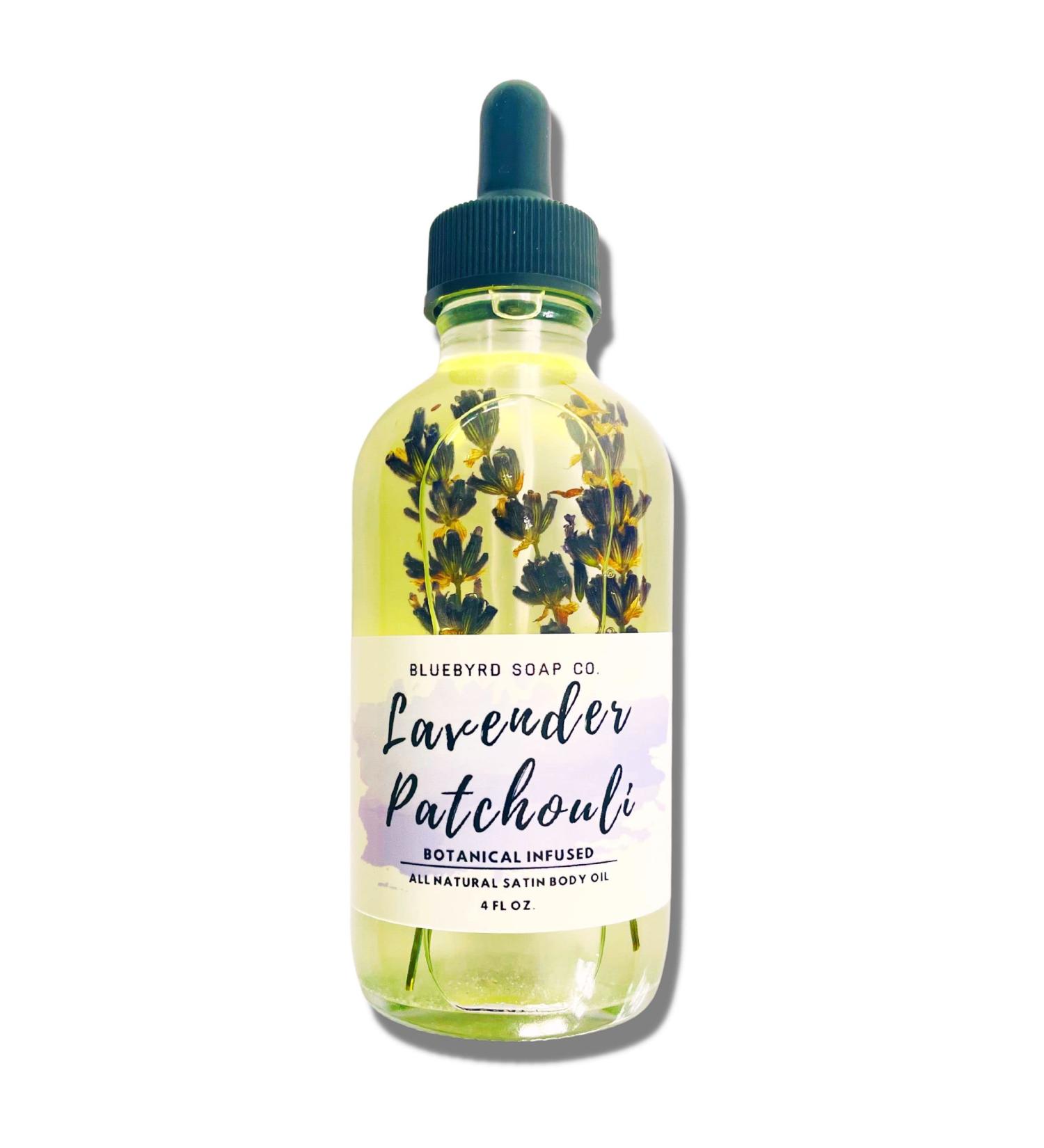 Buy Bluebyrd Soap Co. Lavender Patchouli Body Oil - Non-Greasy Fast-Absorbing Hydrating Oil | Organic Shea Jojoba Coconut Oil | Vegan & Natural | 4oz - Perfect for Skin Hair and Cuticles - Buy Online on GoSupps.com