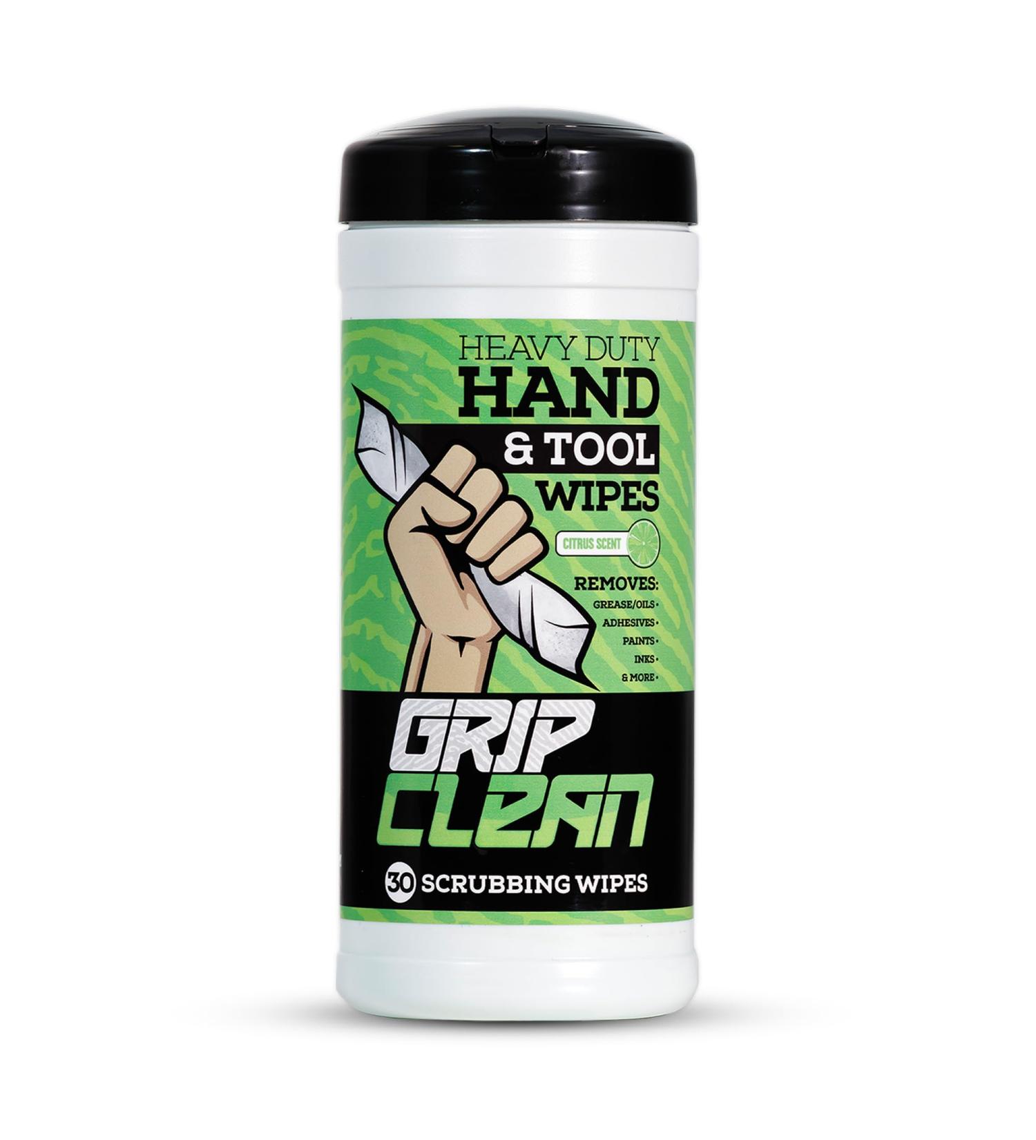 Grip Clean Heavy Duty Cleaning Wipes - Citrus Scented Waterless & Multi-Surface Tool Cleaner for Auto Mechanics - 30 Count - Cleans Grease Oil Paint & More - Buy Online on GoSupps.com