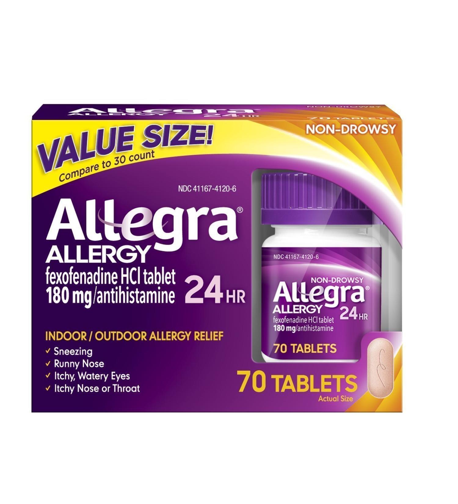 Allegra Adult 24-Hour Allergy Tablets 180mg (70 Tablets) - Fast Relief for Allergies | JaQle - Buy Online on GoSupps.com