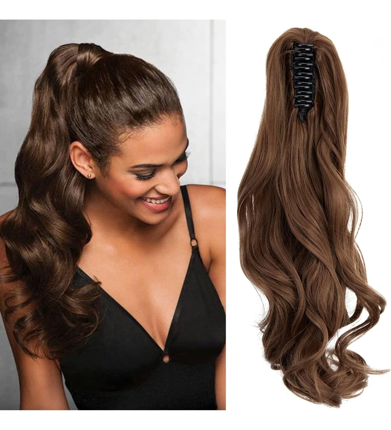 18 Inch Curly Light Chestnut Brown Claw Clip Ponytail Extension - FXYTK - Buy Online on GoSupps.com