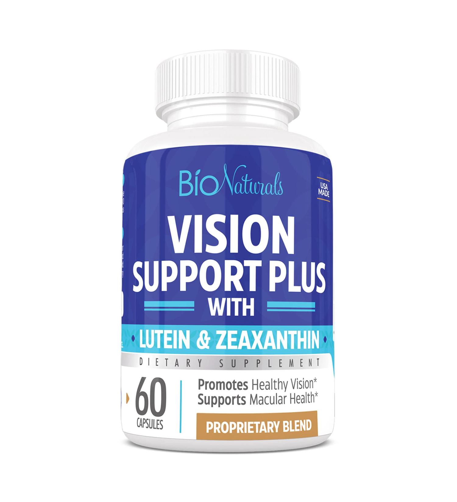 Bio Naturals Eye Vitamin Supplement with Lutein Zeaxanthin Lycopene Bilberry Quercetin & More - All Natural Proprietary Blend Supports Vision & Macular Health - 60 Veggie Capsules 60 Count (Pack of 1) - Buy Online on GoSupps.com