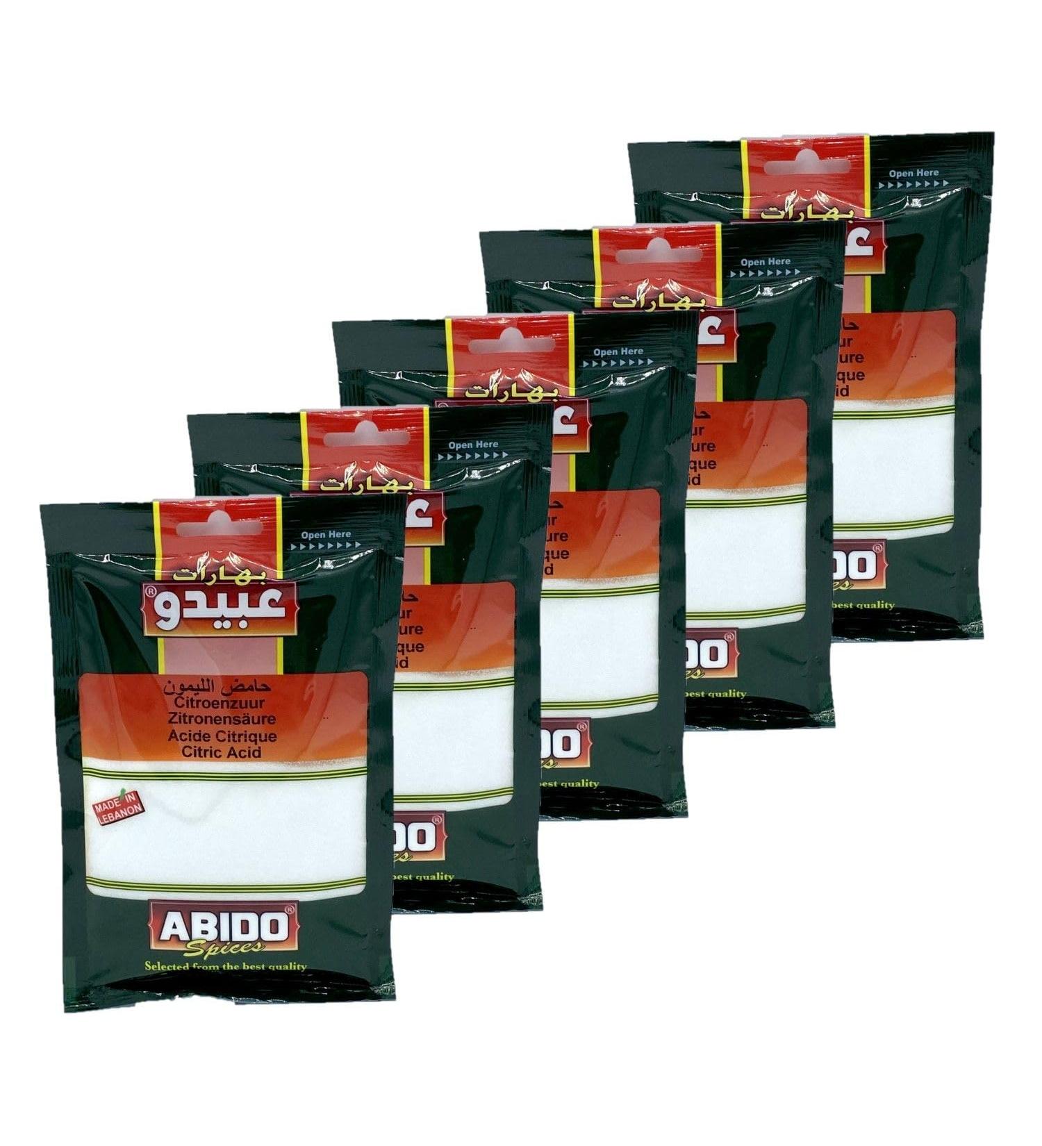 Abido Lot of 5 Citric Acid - Abido - 100g sachet