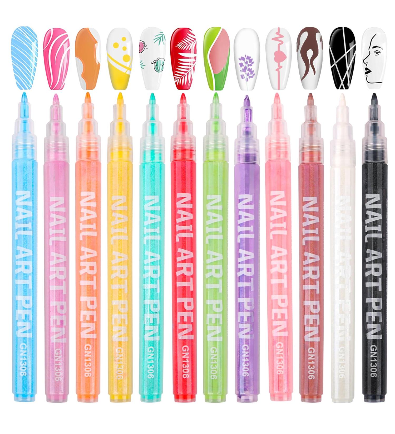 Owelth 12 Colors 3D Nail Polish Pencil Set - DIY Nail Art Tools for Creative Manicure & Halloween Designs - Buy Online on GoSupps.com