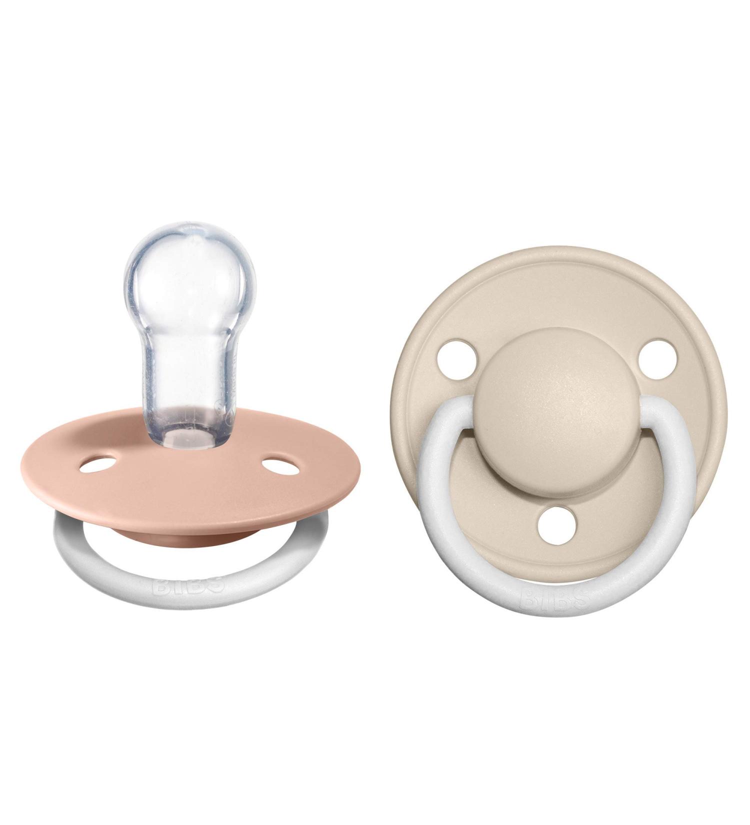 BIBS Pacifiers - De Lux Collection | BPA-Free Baby Pacifier | Made in Denmark | Set of 2 Blush Night/Vanilla Night Color Premium Soothers | Size One Size - Buy Online on GoSupps.com
