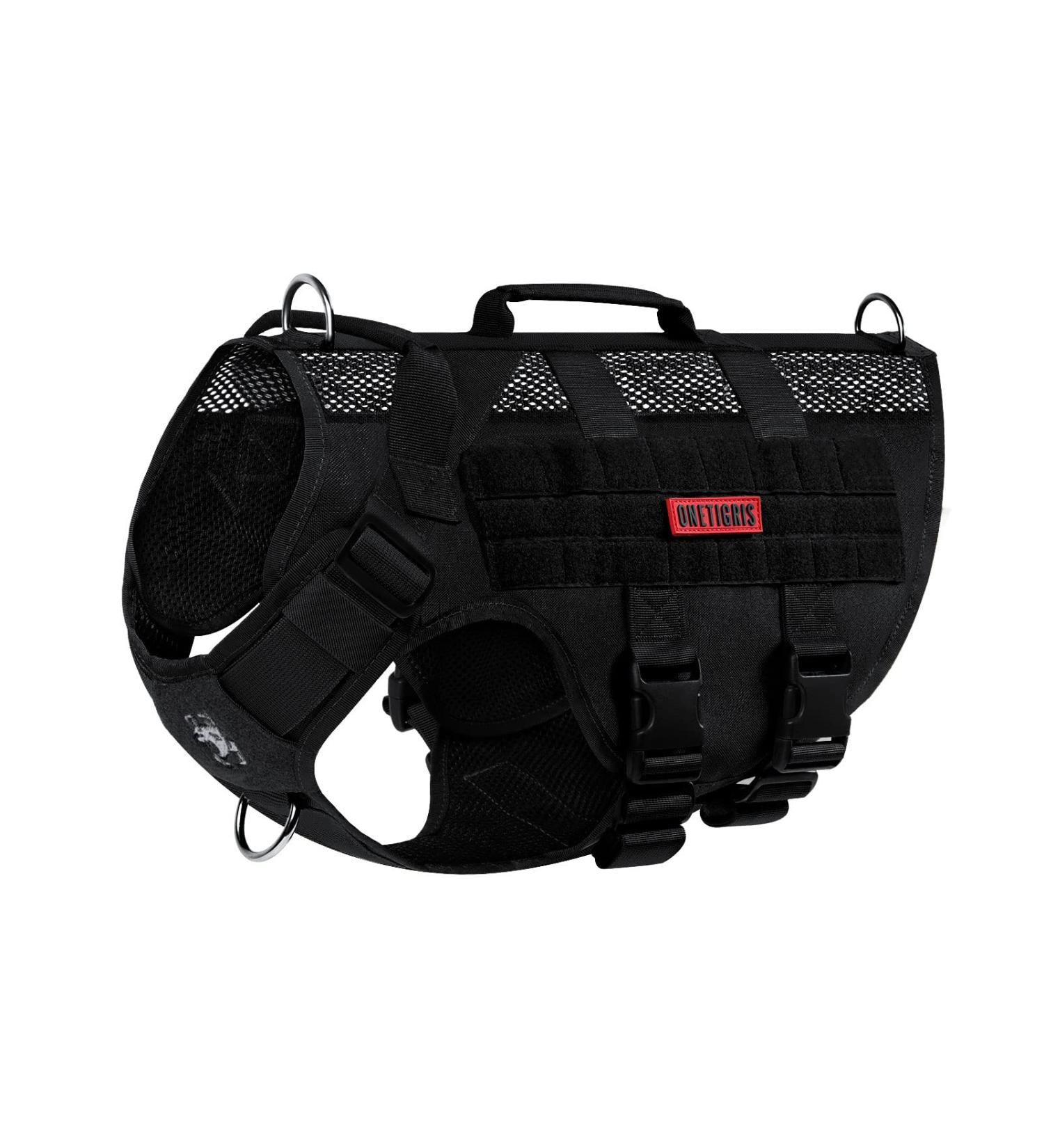 OneTigris AIRE Mesh Tactical Dog Harness | Breathable No Pull Design with Handle & Molle Pouches | Adjustable Service Dog Vest for Walking, Hiking, Training | Black, Size Medium - Buy Online on GoSupps.com