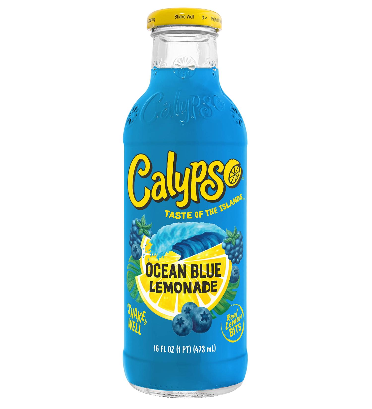 Calypso Lemonades | Made with Real Fruit and Natural Flavors | Ocean Blue Lemonade, 16 Fl Oz (Pack of 12)