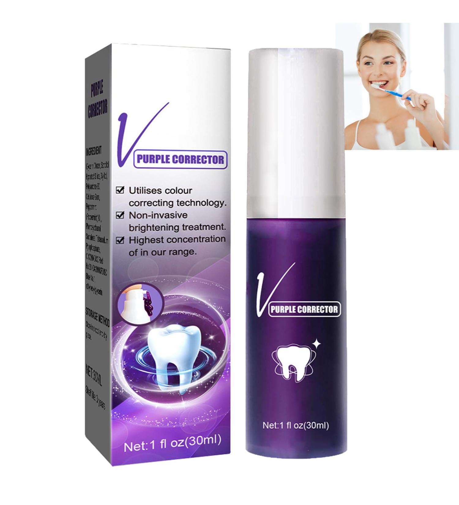 V34 Purple Toothpaste - Teeth Whitening & Bleaching Foam - 30ml Lightening Solution for Bright Smiles - Buy Online on GoSupps.com