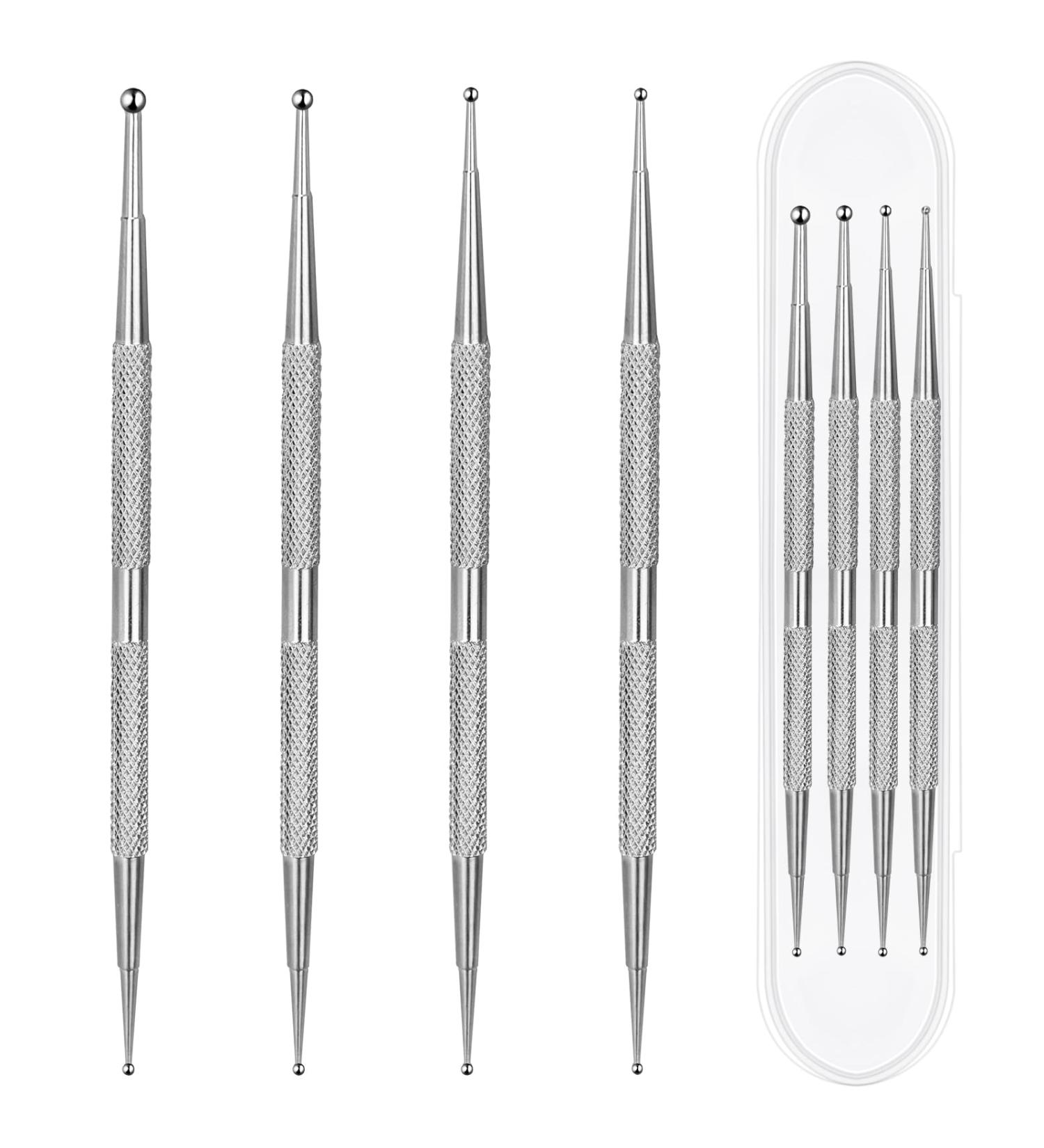 Professional 4 Pcs Stainless Steel Dotting Tools Nail Art Kit with Brushes and Rhinestone Picker - Perfect for Nail Design, Pottery, Polymer Clay - Buy Online on GoSupps.com