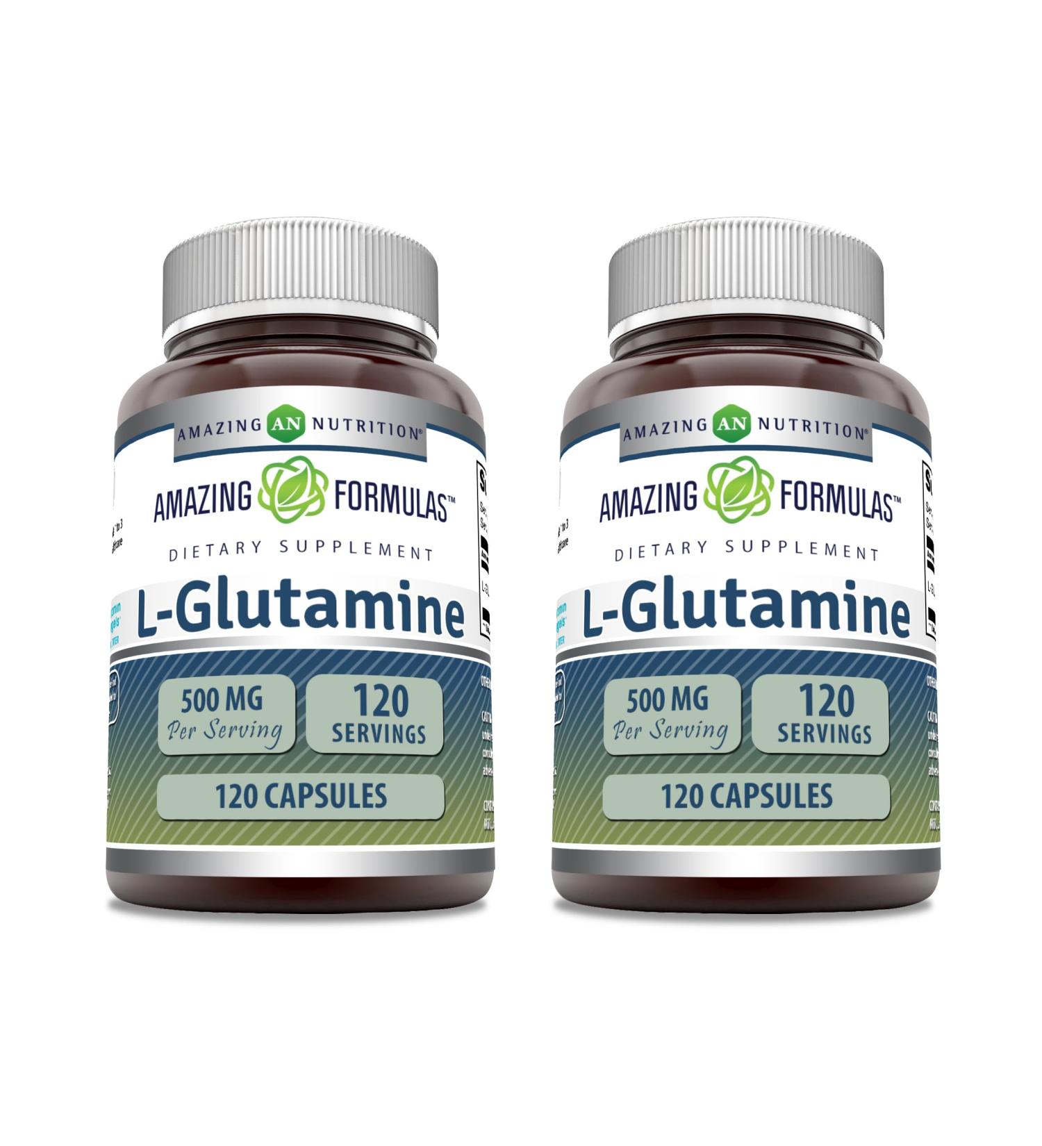 Amazing Formulas L-Glutamine 500 Mg Capsules | Amino Acid Supplement | Non-GMO | Gluten Free | Made in USA (2 Pack 120 Count) - Buy Online on GoSupps.com