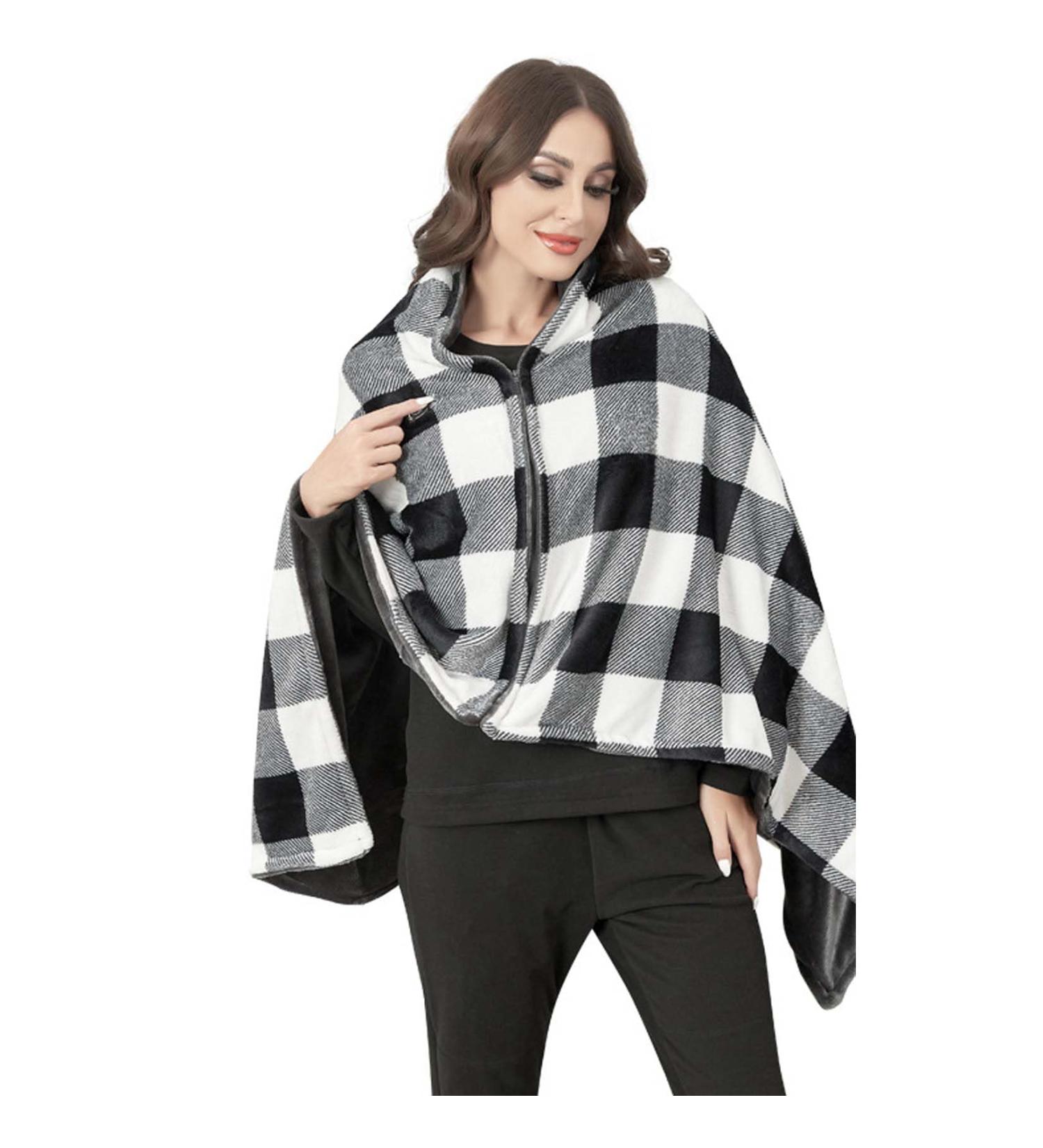 BNEI Shawl Heat Blanket - USB Powered 3 Temperature Levels Water Washable 150x85cm (Black & White) - International Shipping Available - Buy Online on GoSupps.com