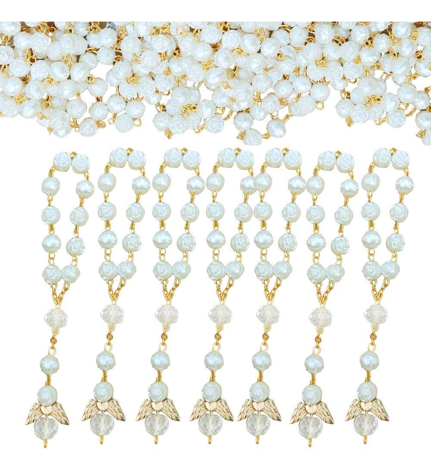 Awtilife 30 Pc Ivory Color Baptism Favors with Angels Mini Rosaries - Perfect for Christening & Baby Shower Gifts - Includes 30 Organza Gift Bags - Buy Online on GoSupps.com