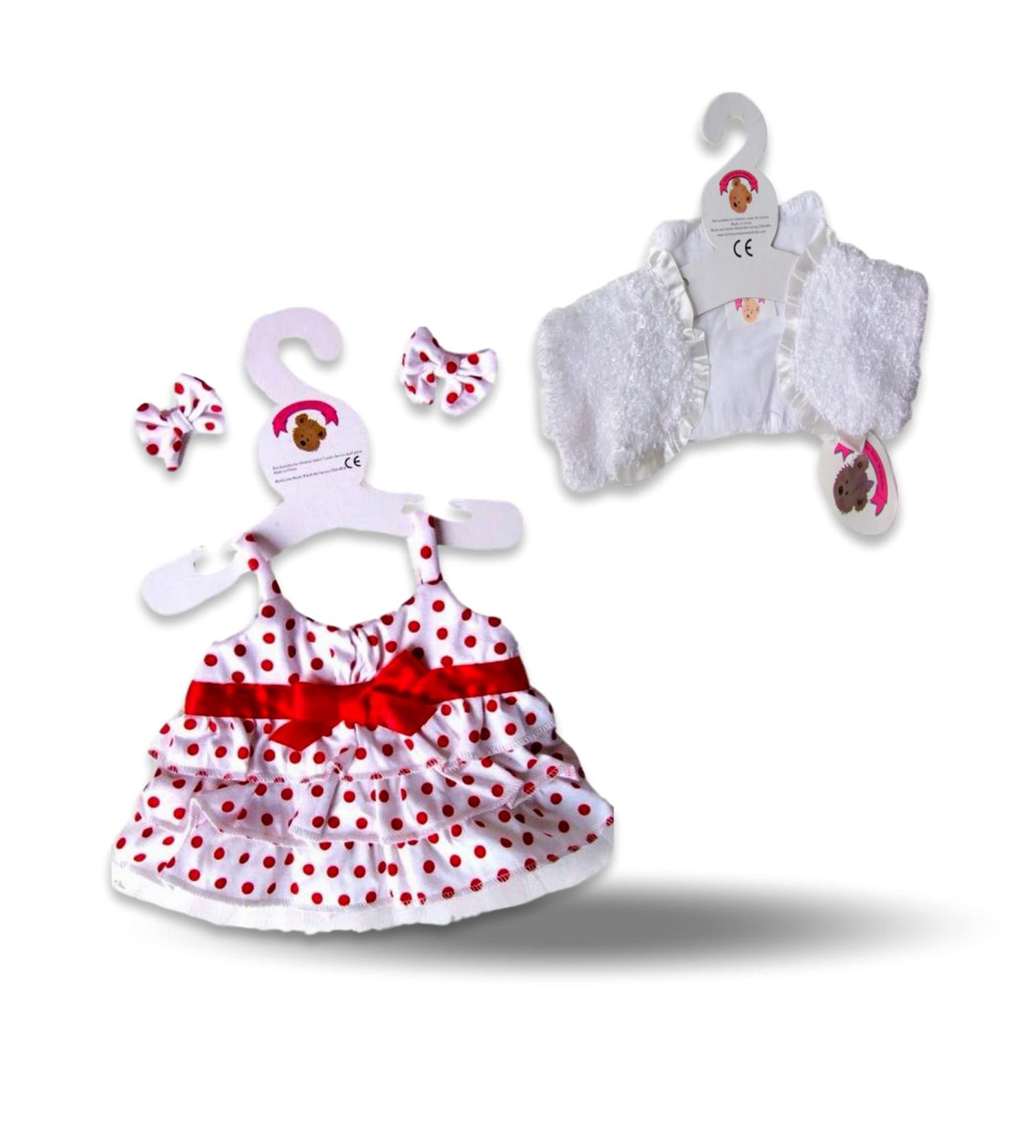 Polka Dot Dress (Red) for Build-A-Bear Teddies - Teddy Bear Clothes Wardrobe - Buy Online on GoSupps.com