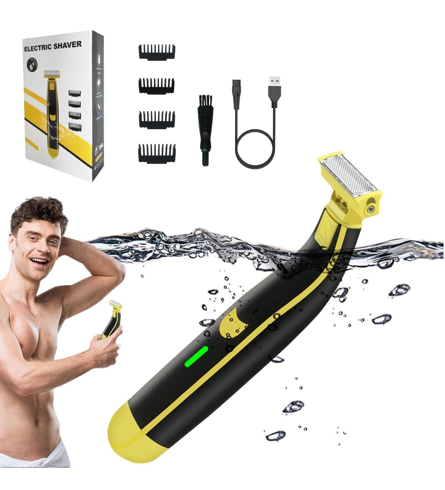 Full Body Waterproof Electric Shaver for Men - Wash & Dry Rotary Shaver & Beard Trimmer - Model #12 Black - Buy Online on GoSupps.com