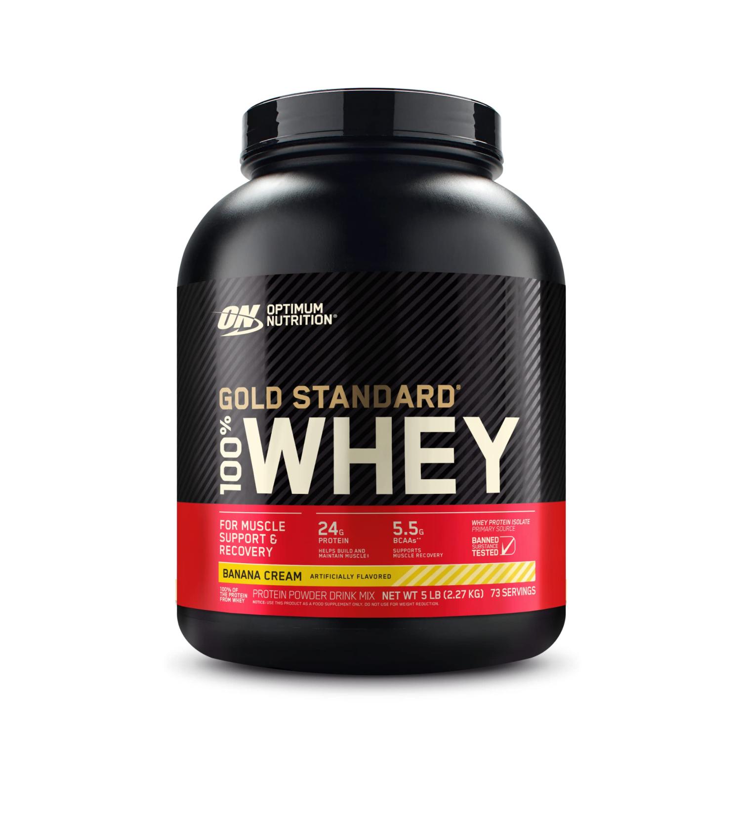 Optimum Nutrition Gold Standard 100% Whey Protein Powder Banana Cream 5lb - Packaging May Vary - Buy Online on GoSupps.com