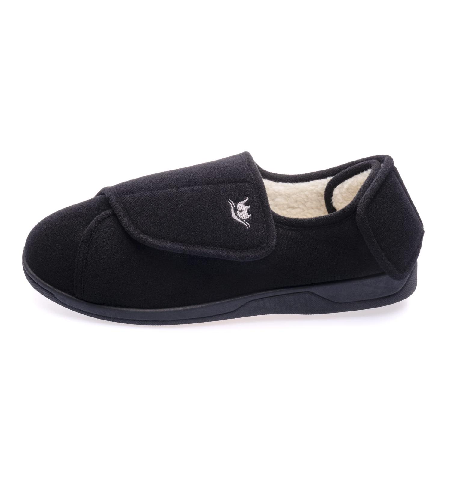 Happy Touch Women's 80D Memory Foam Diabetic Slippers - Adjustable Closures - Size 9 - Black/White - Buy Online on GoSupps.com