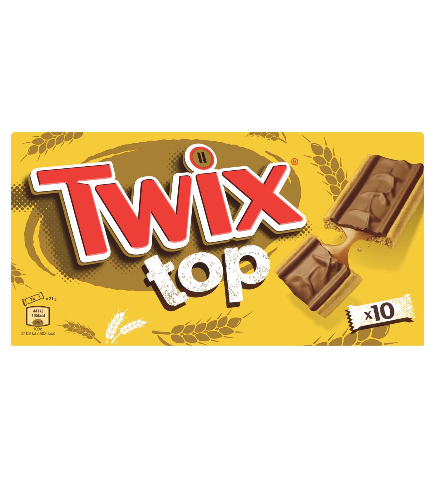 TWIX TOP - Milk chocolate and caramel biscuit - 10 individual cookies - 210g - Buy Online on GoSupps.com