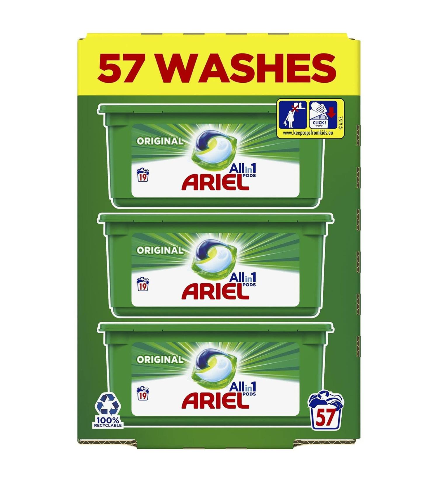 Ariel All in 1 Liquid Detergent Pods 57's Original - Buy Online on GoSupps.com