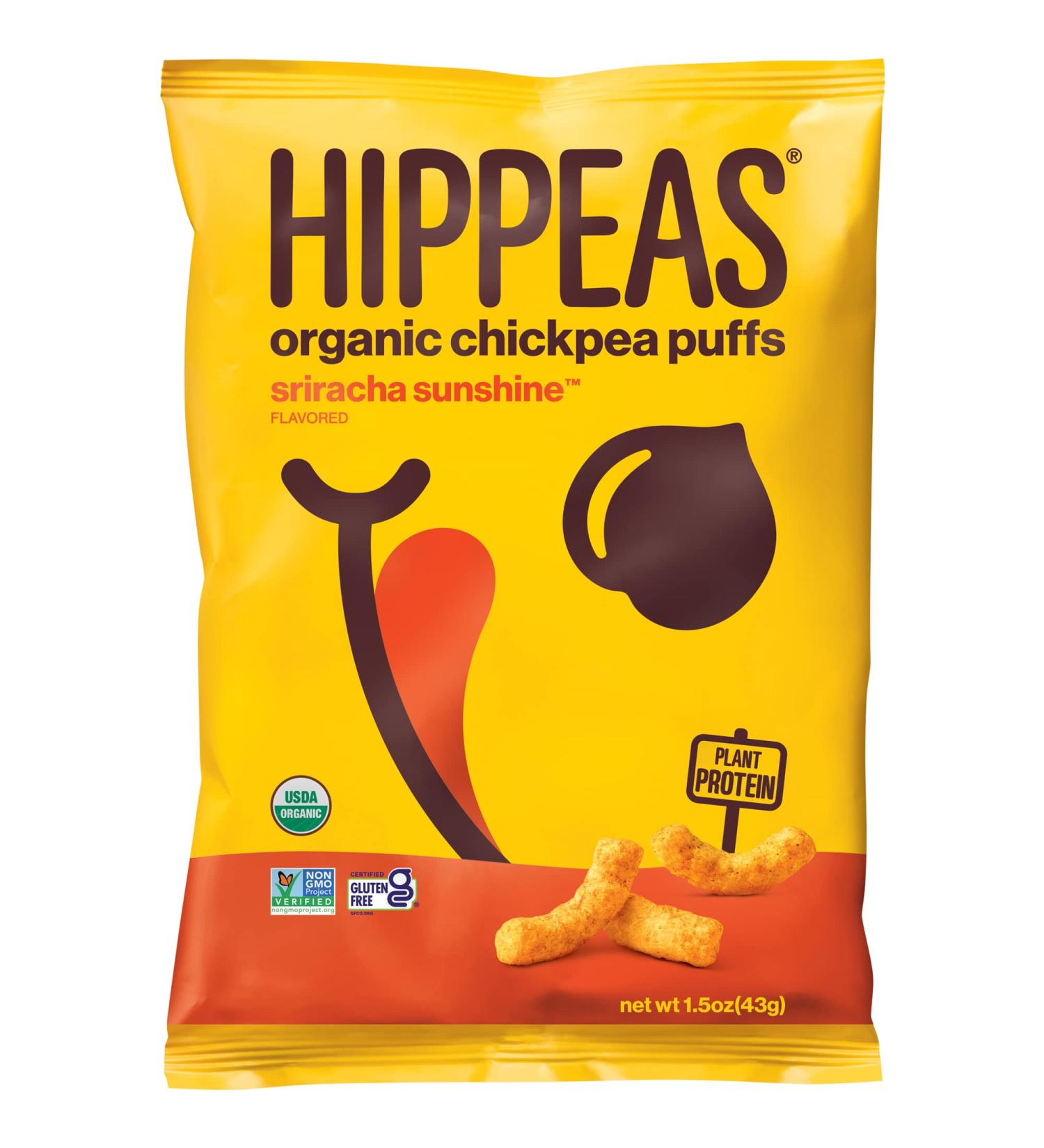 HIPPEAS Organic Chickpea Puffs + Sriracha Sunshine | Vegan, Gluten-Free, Crunchy, Protein Snacks, 1.5 Ounce, 12 Count Sriracha 1.5 Ounce (Pack of 12)