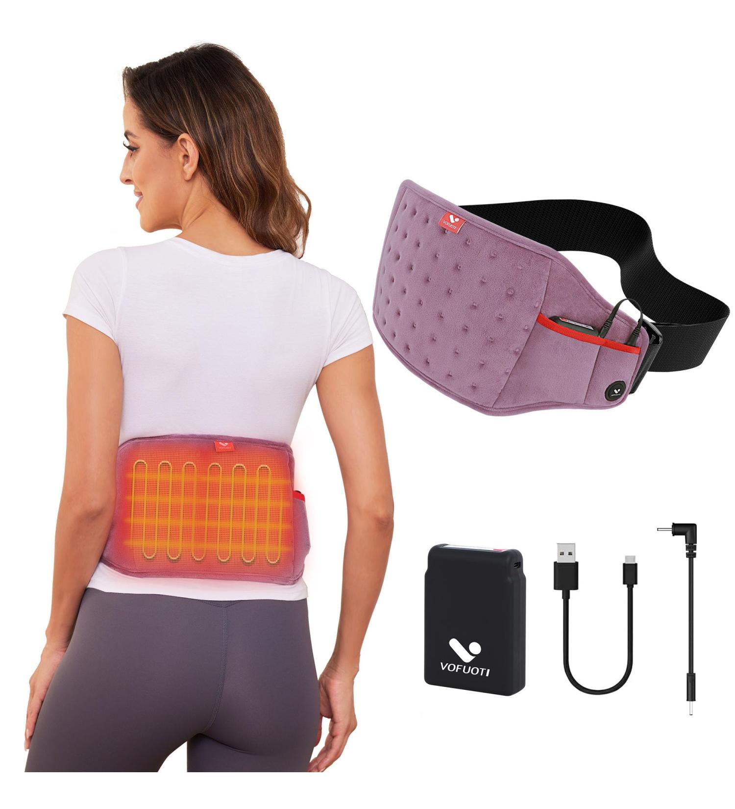 Vofuoti Cordless Heating Pad - Portable Heated Pad with 3 Heat Settings for Back & Abdomen - Ideal for Men & Women - Purple - International Shipping Available - Buy Online on GoSupps.com