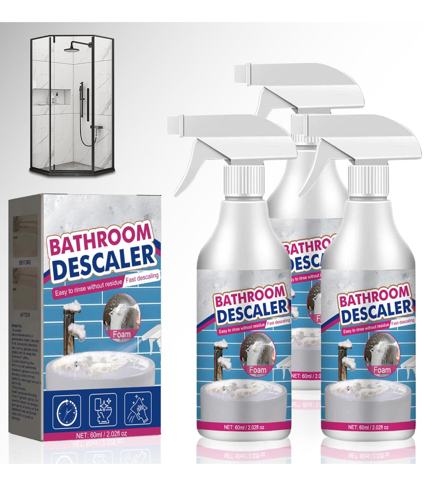 Bathroom Descaler Cleaner Powerful Bubble Foam Spray for Daily Stain Removal Ideal for Bathtubs Tiles and Shower Glass Effortless Clean with Superior Results (3 Pcs) - Buy Online on GoSupps.com