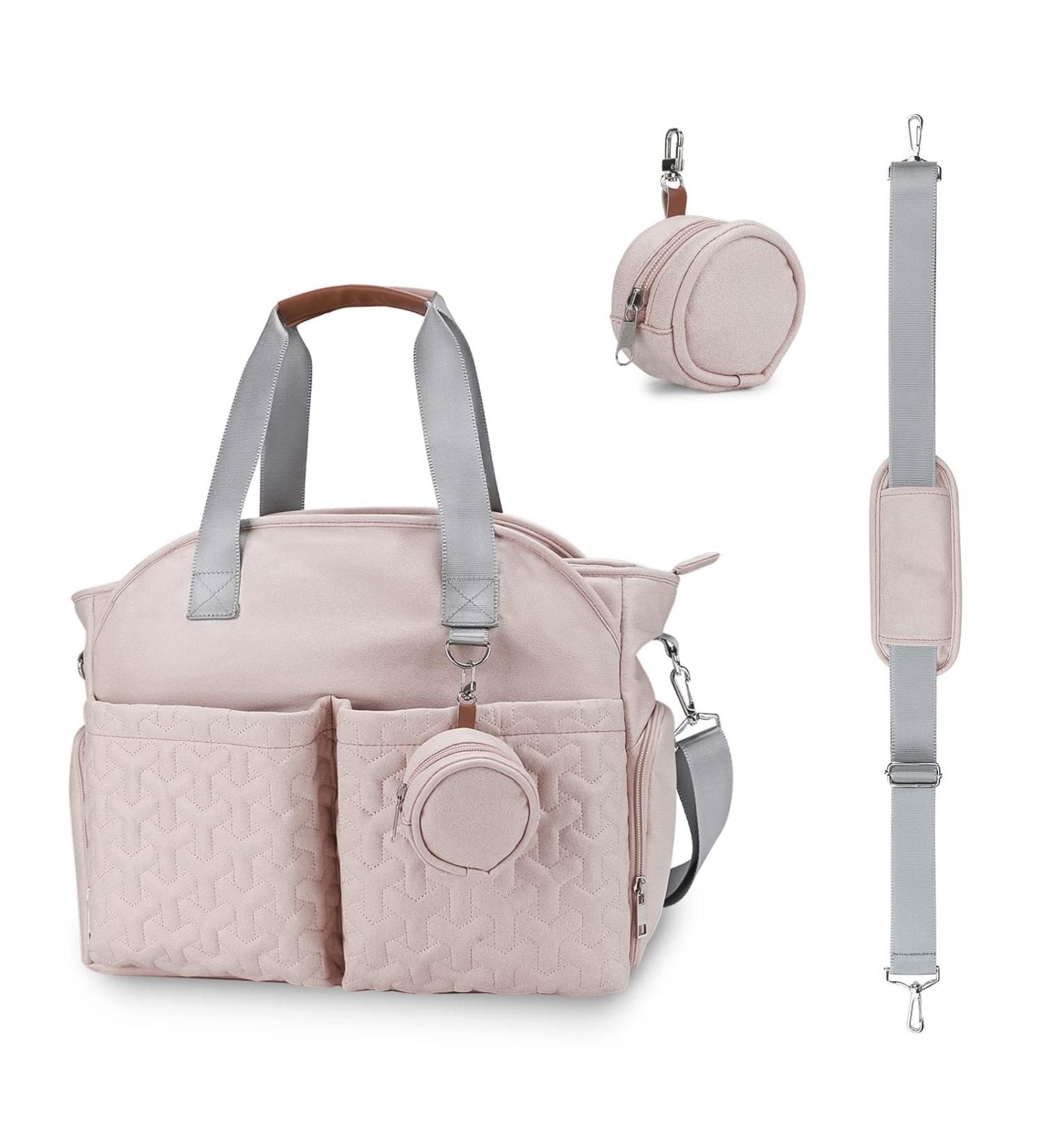 SONARIN Stylish Large Capacity Baby Nappy Changing Tote Bag - Waterproof Satchel Messenger Bag for Travel - Pink - Buy Online on GoSupps.com