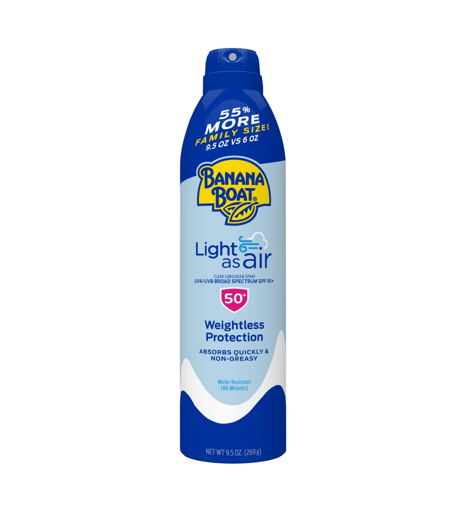 Banana Boat Light As Air SPF 50 Sunscreen Spray 9.5oz - Broad Spectrum Protection (Pack of 1) - Buy Online on GoSupps.com