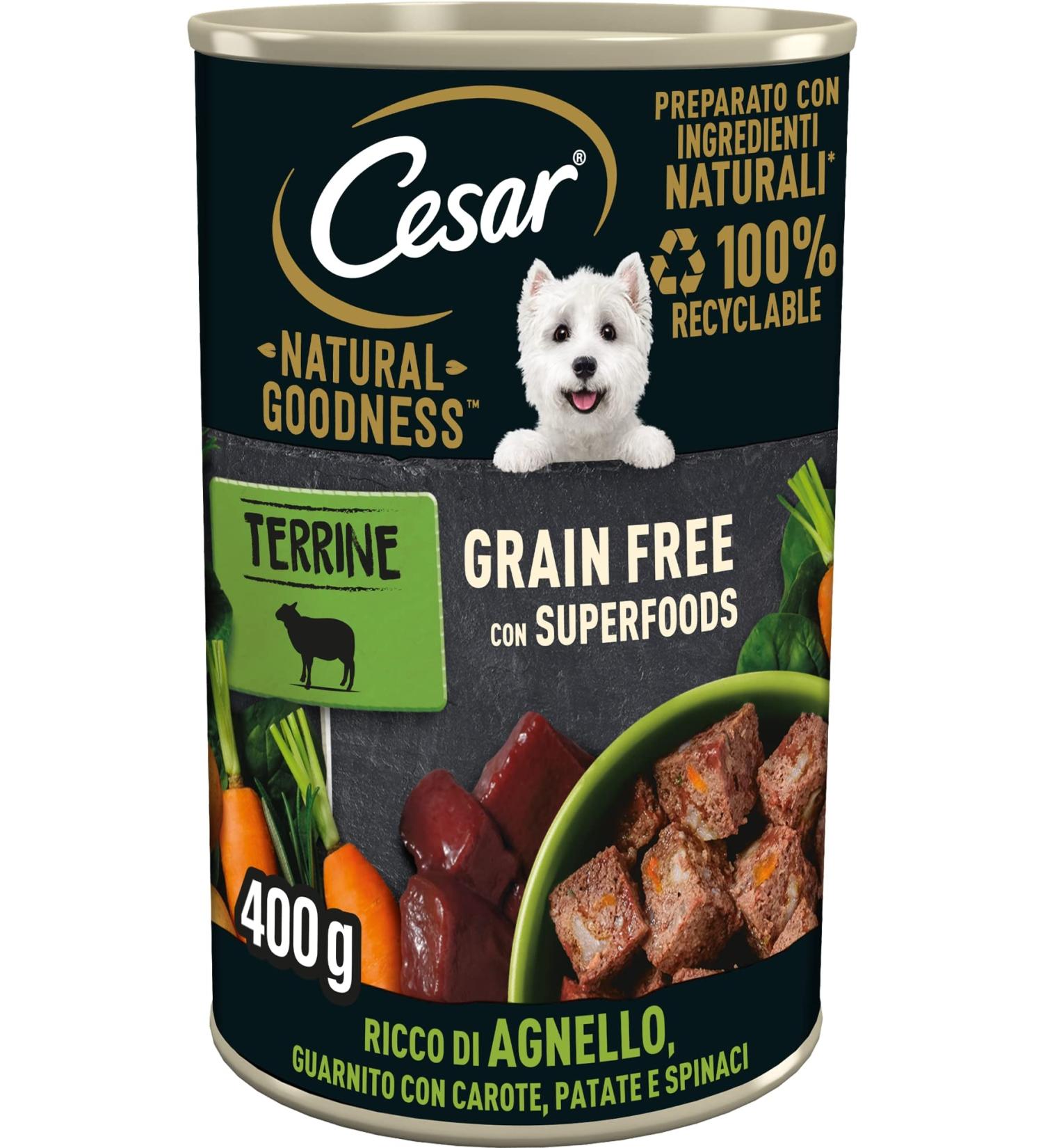 Cesar Natural Goodness Wet Food for Dogs with Lamb and Vegetable Flavor 6 cans of 400 g Total 2.4 kg - Buy Online on GoSupps.com