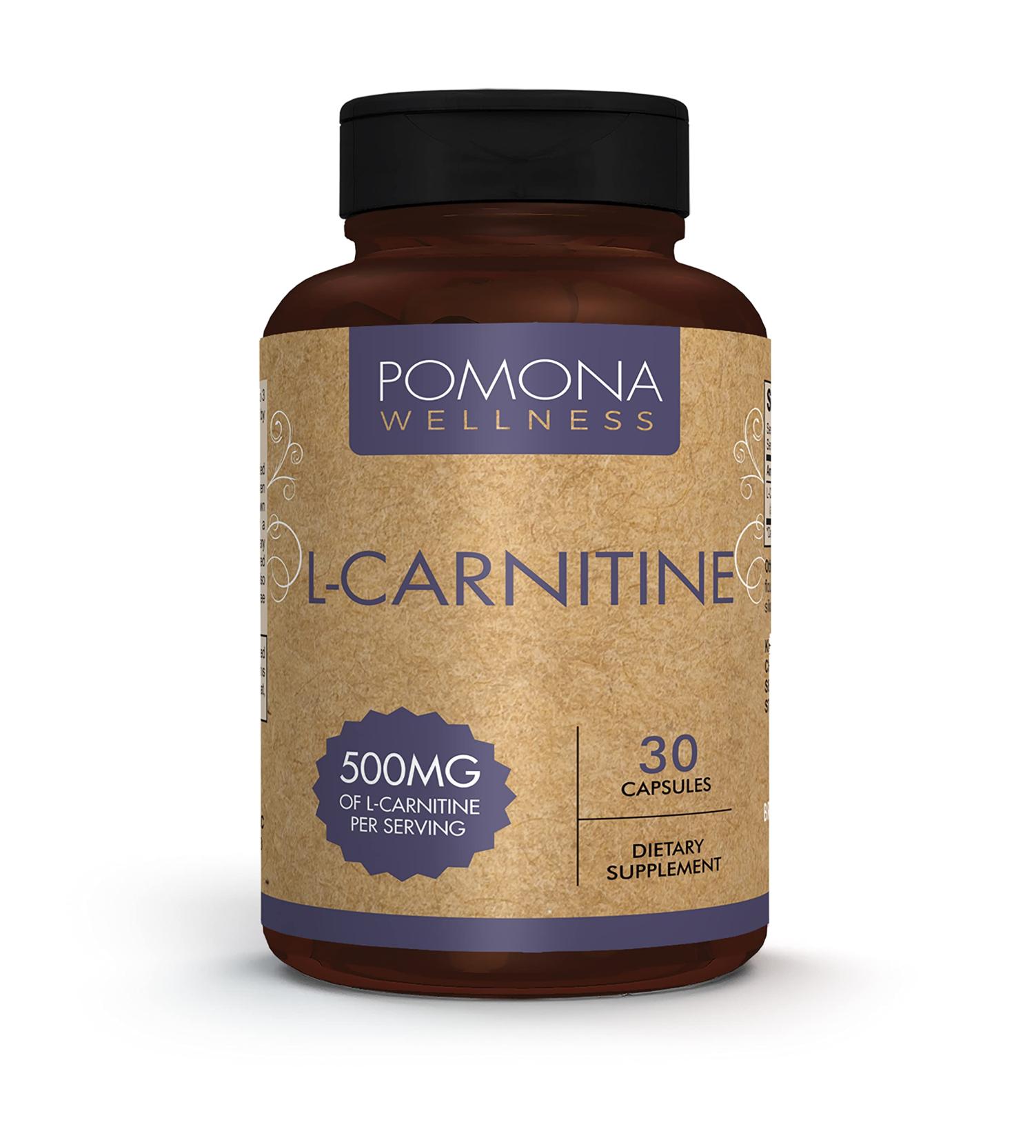 Pomona Wellness L-Carnitine 500mg - Metabolism Boost & Cognitive Health Support - 30 Capsules - Buy Online on GoSupps.com