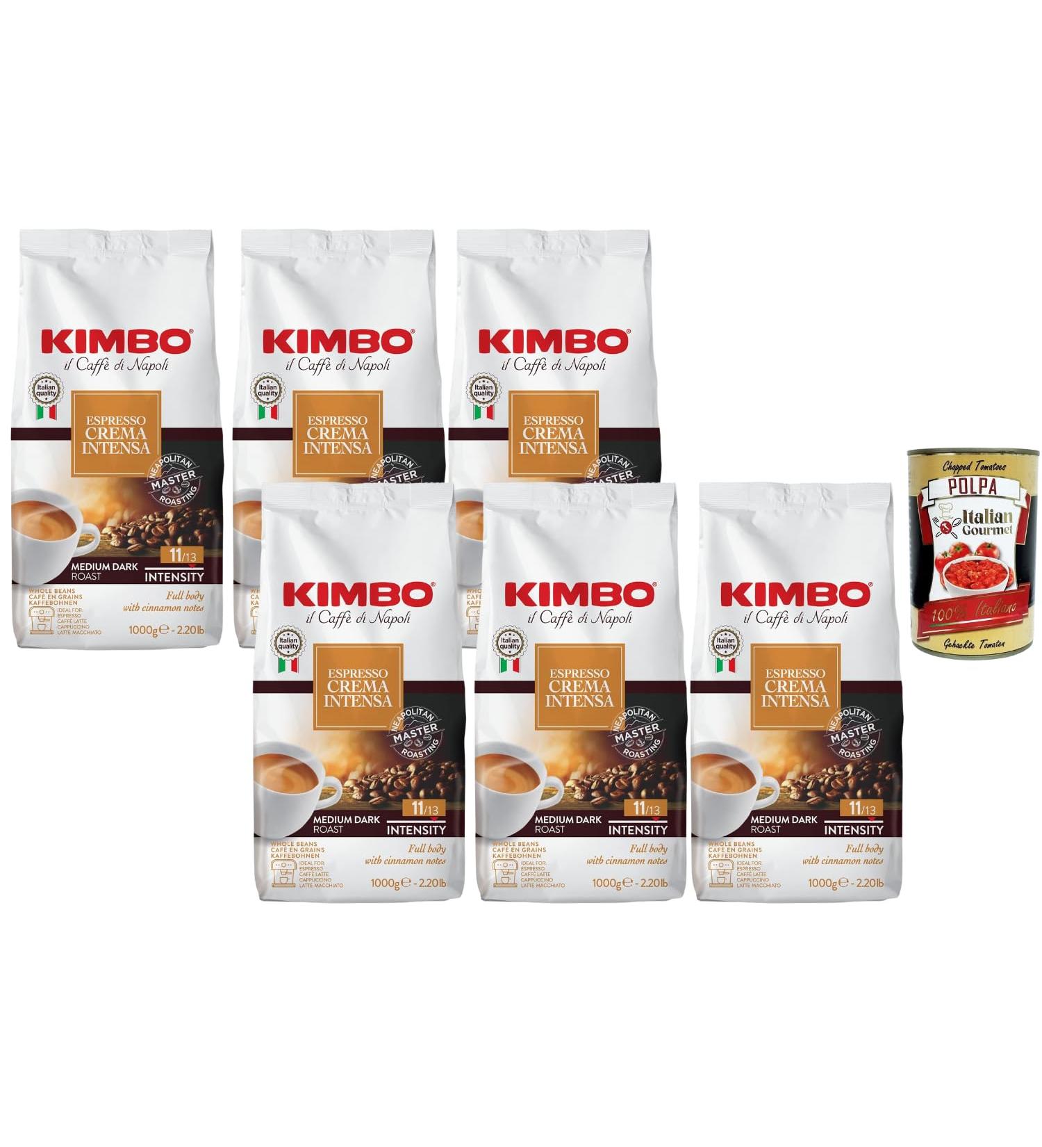 Italian Gourmet Caf en Grains Kimbo Espresso Crema Intensa Torr faction Medium Dark Intensit 11/13 Corps Plein Notes de Cannelle Id al Espresso/Cappuccino 6 x 1 kg + Italian Gourmet Polpa - Buy Online on GoSupps.com