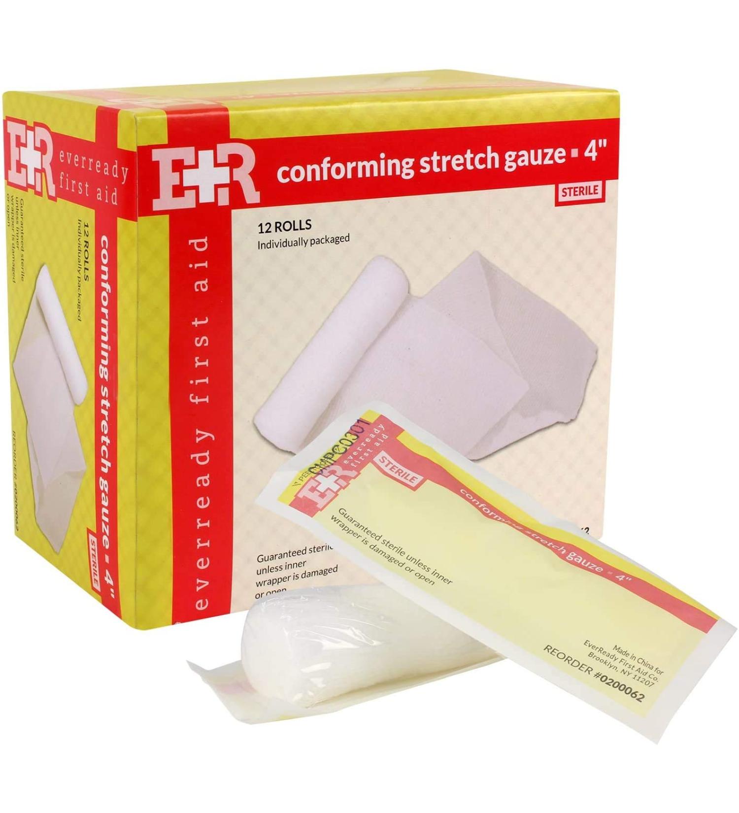 Ever Ready First Aid 4 Sterile Conforming Gauze Roll Bandage - 96 Count (8 Boxes of 12 Pcs) - Buy Online on GoSupps.com